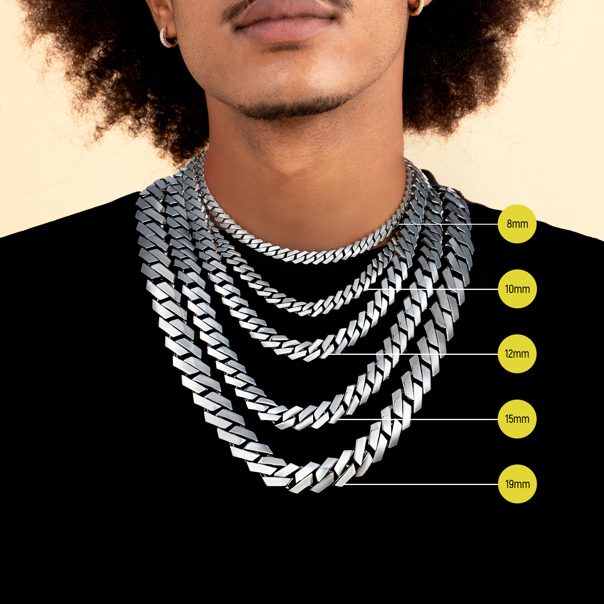 Plain Gold Moissanite Prong Cuban Link Chain - 8mm