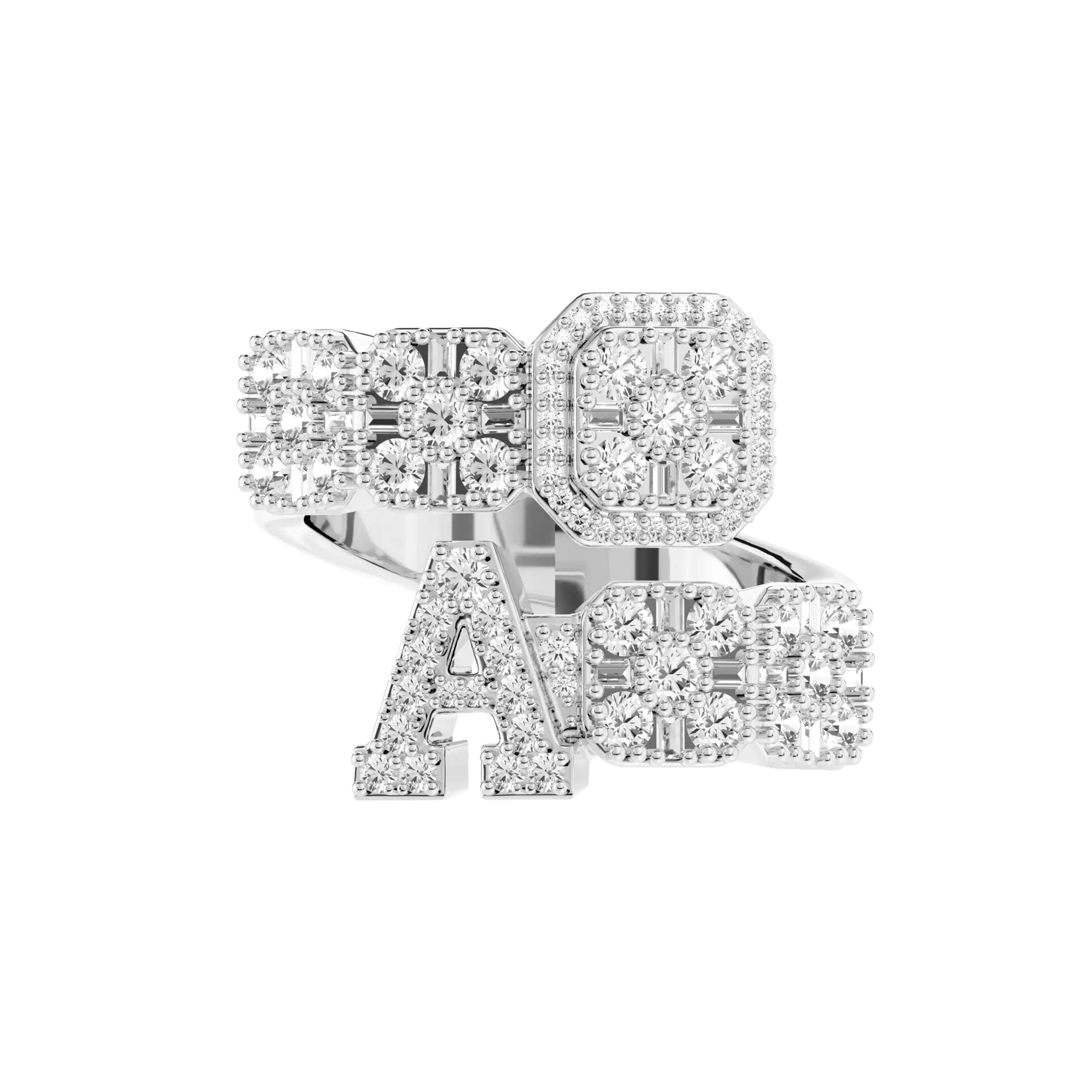 Custom Baguette Cut Mix Letter Ring