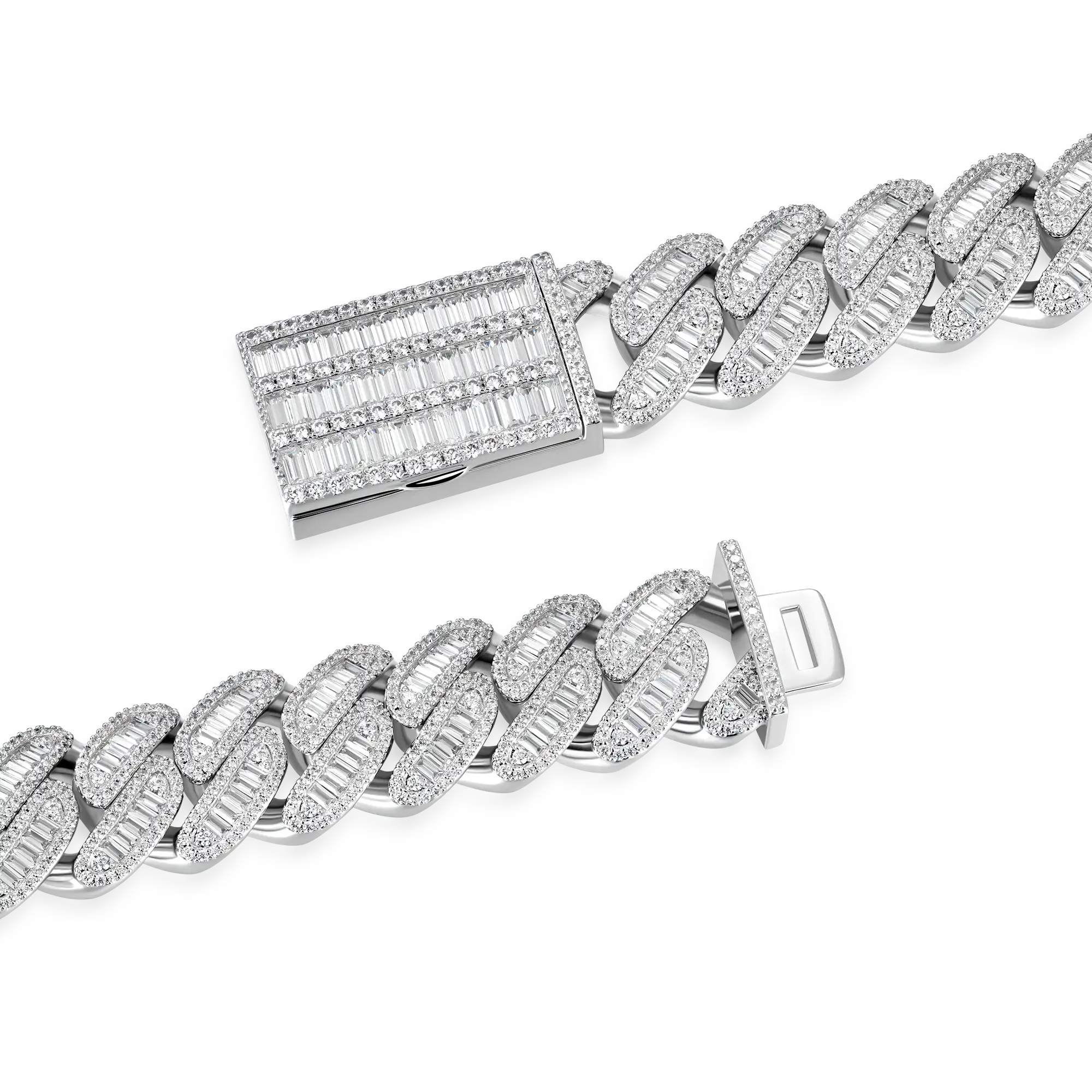 Halo Baguette Cut Cuban Link Chain