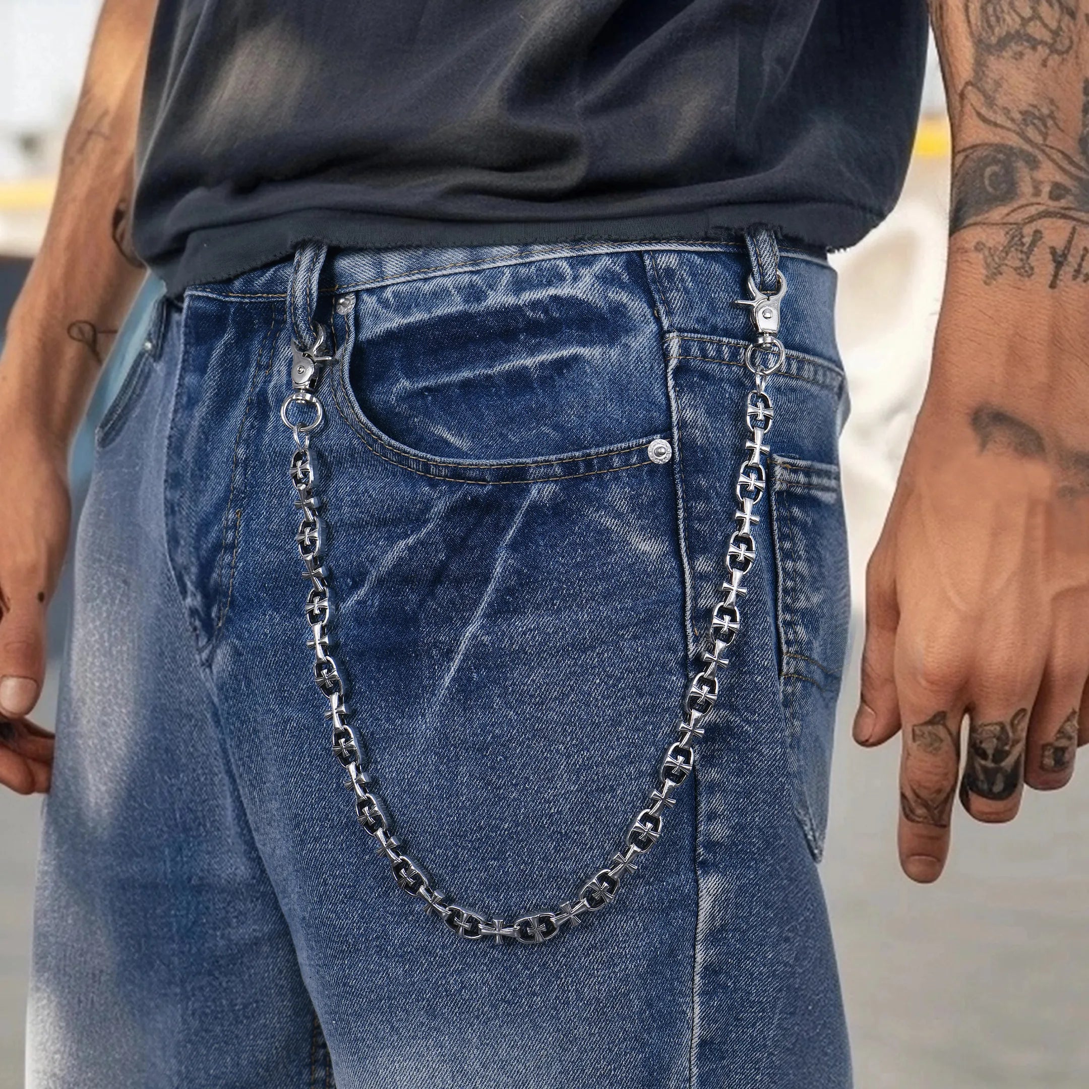 Crusader Link Chain & Wallet Chain + Lighter Case Set