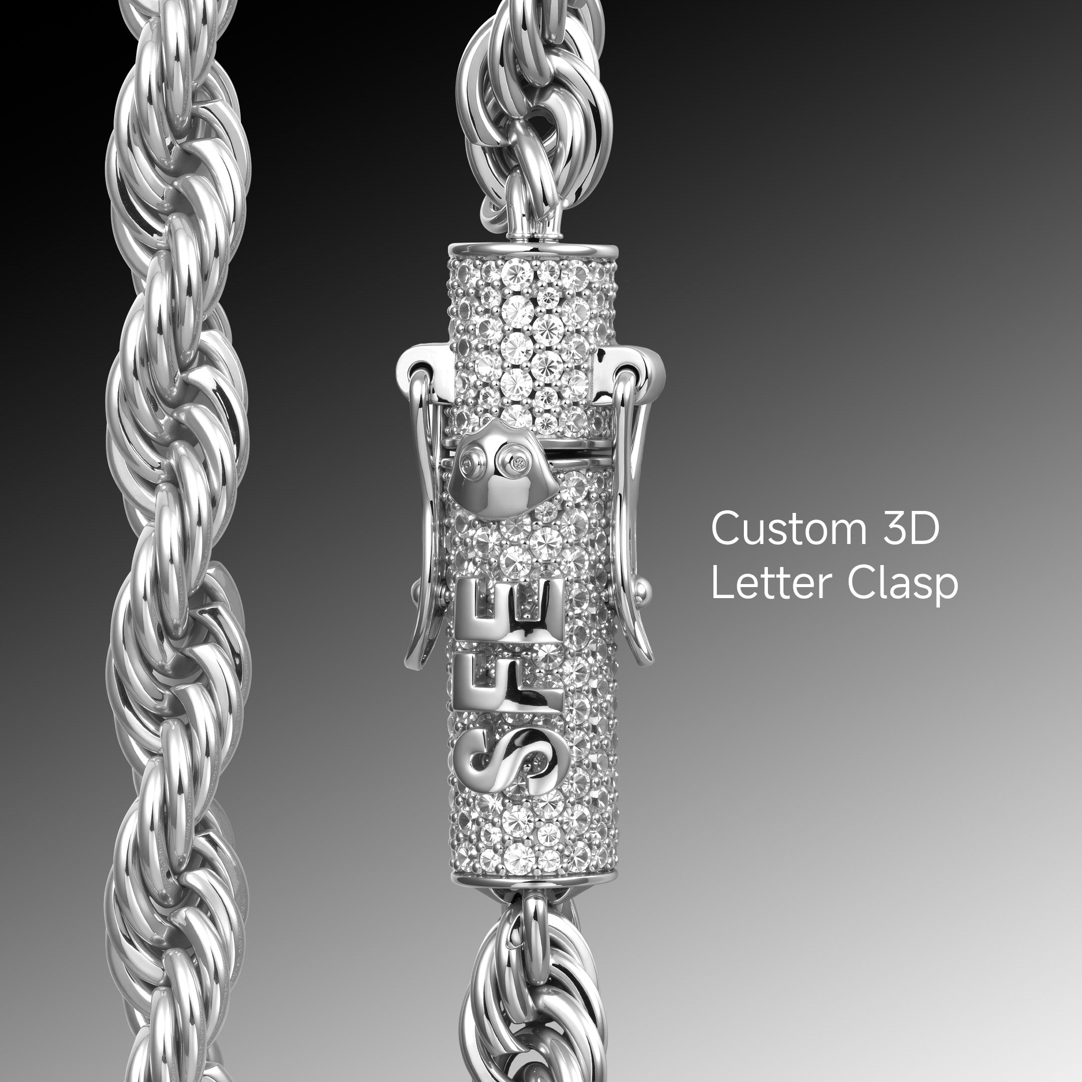 Moissanite Rope Chain With Iced Clasp - 6mm