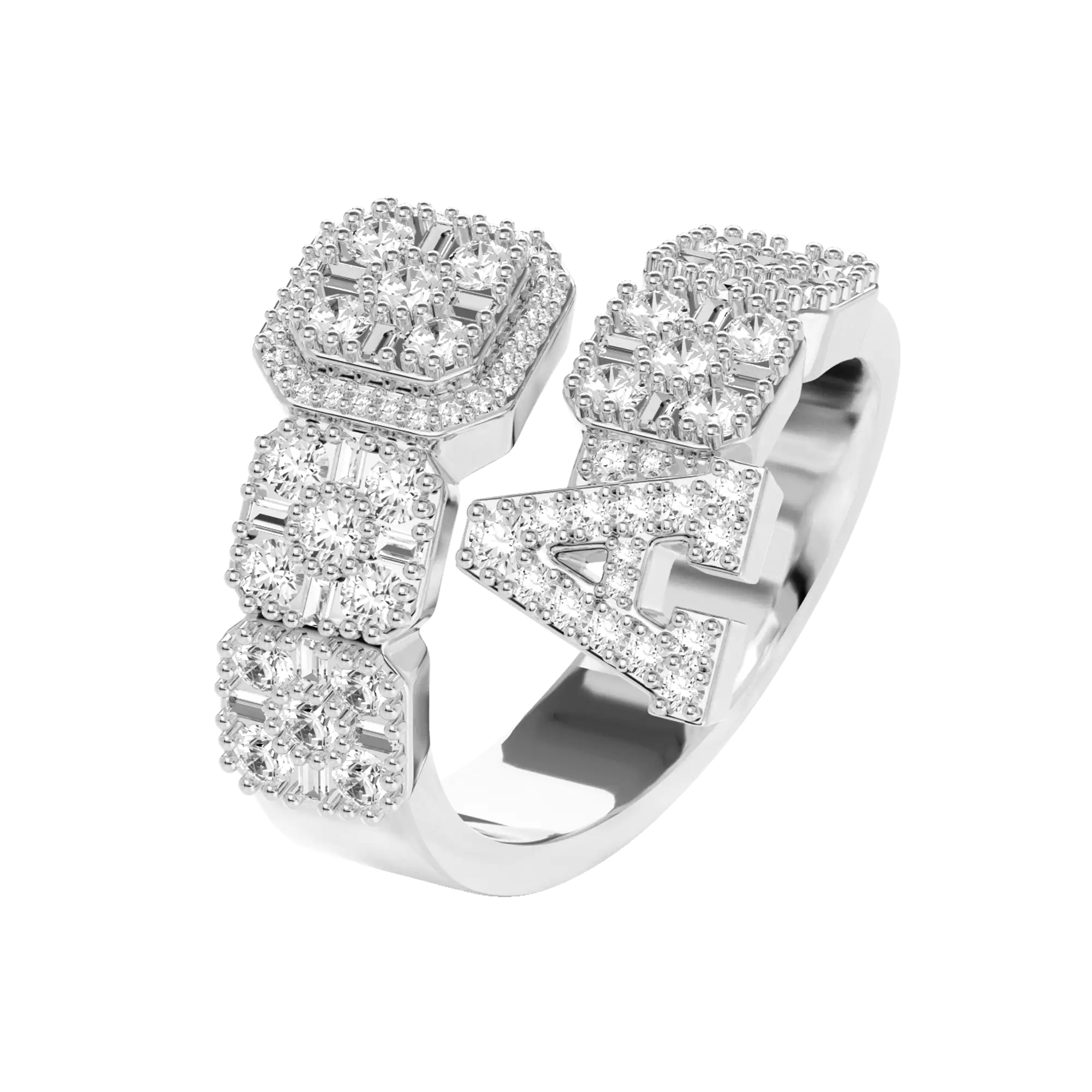 Custom Baguette Cut Mix Letter Ring