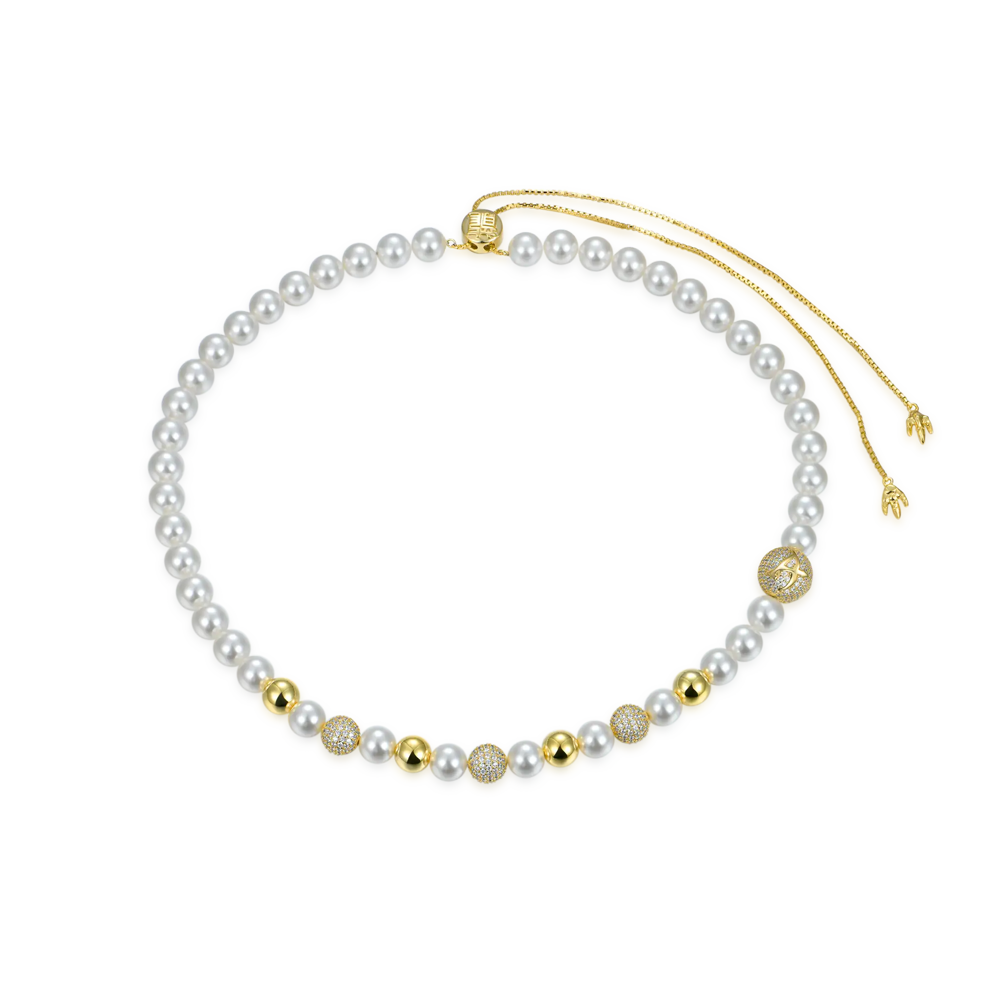 WONG Dragon Pearl and Bead Adjustable Necklace - 8mm