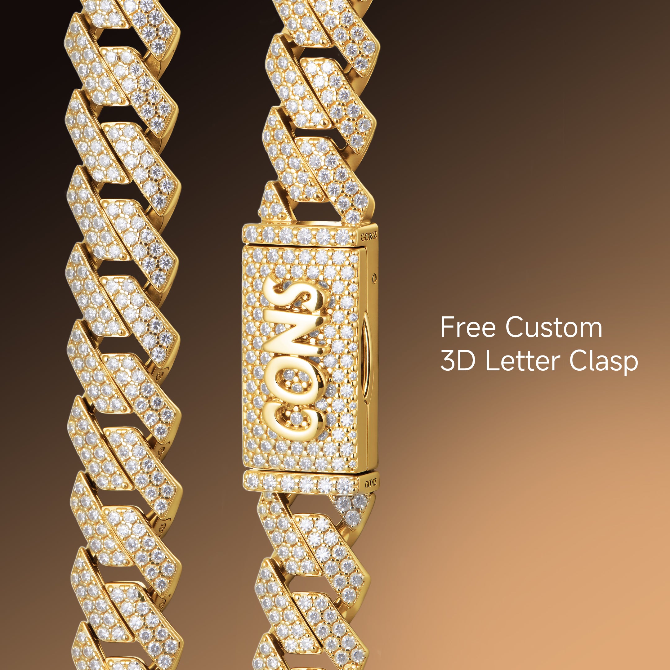 Women's Round Cut Prong Cuban Link Chain - 12mm