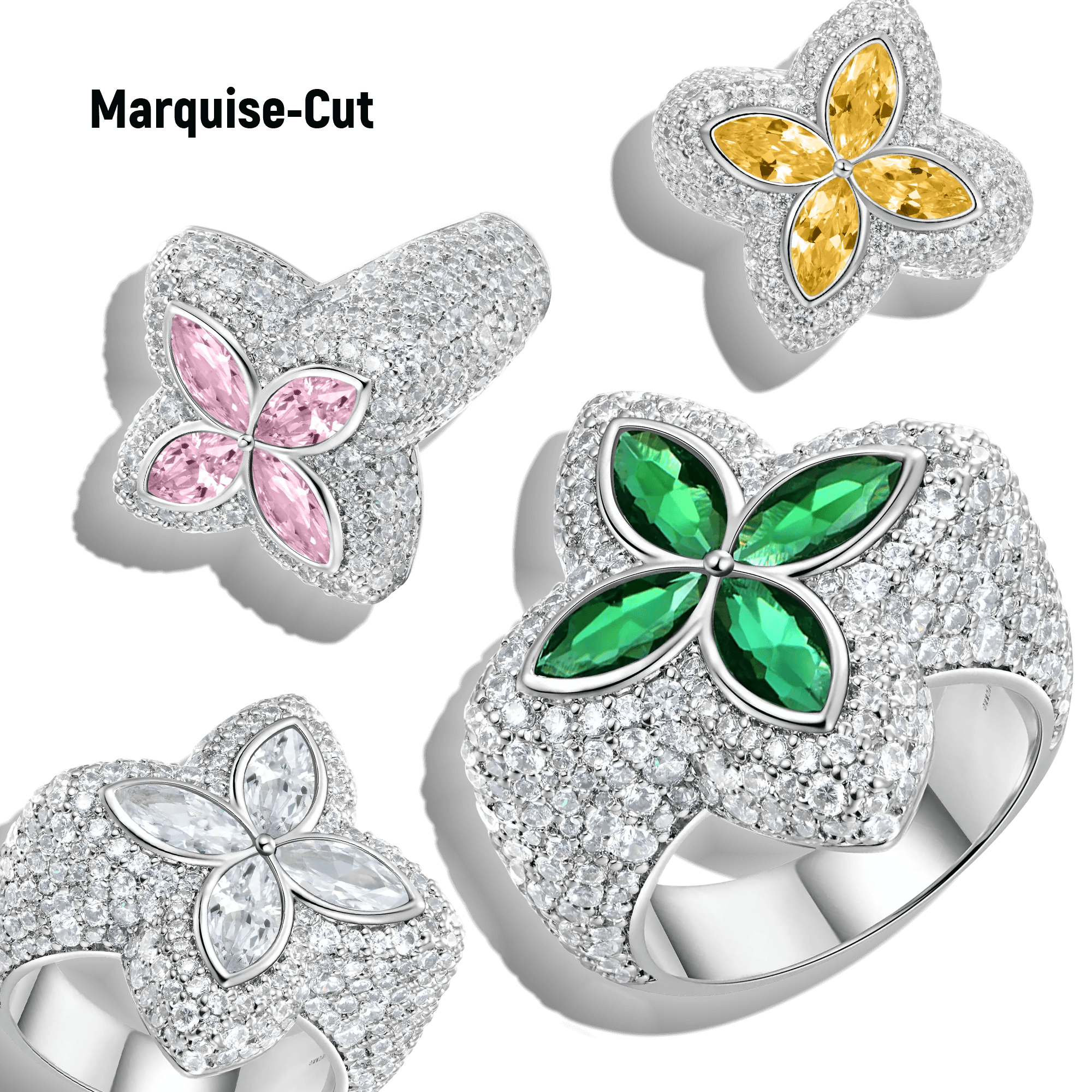 Moissanite Luminous Clover Ring - Yellow Diamond