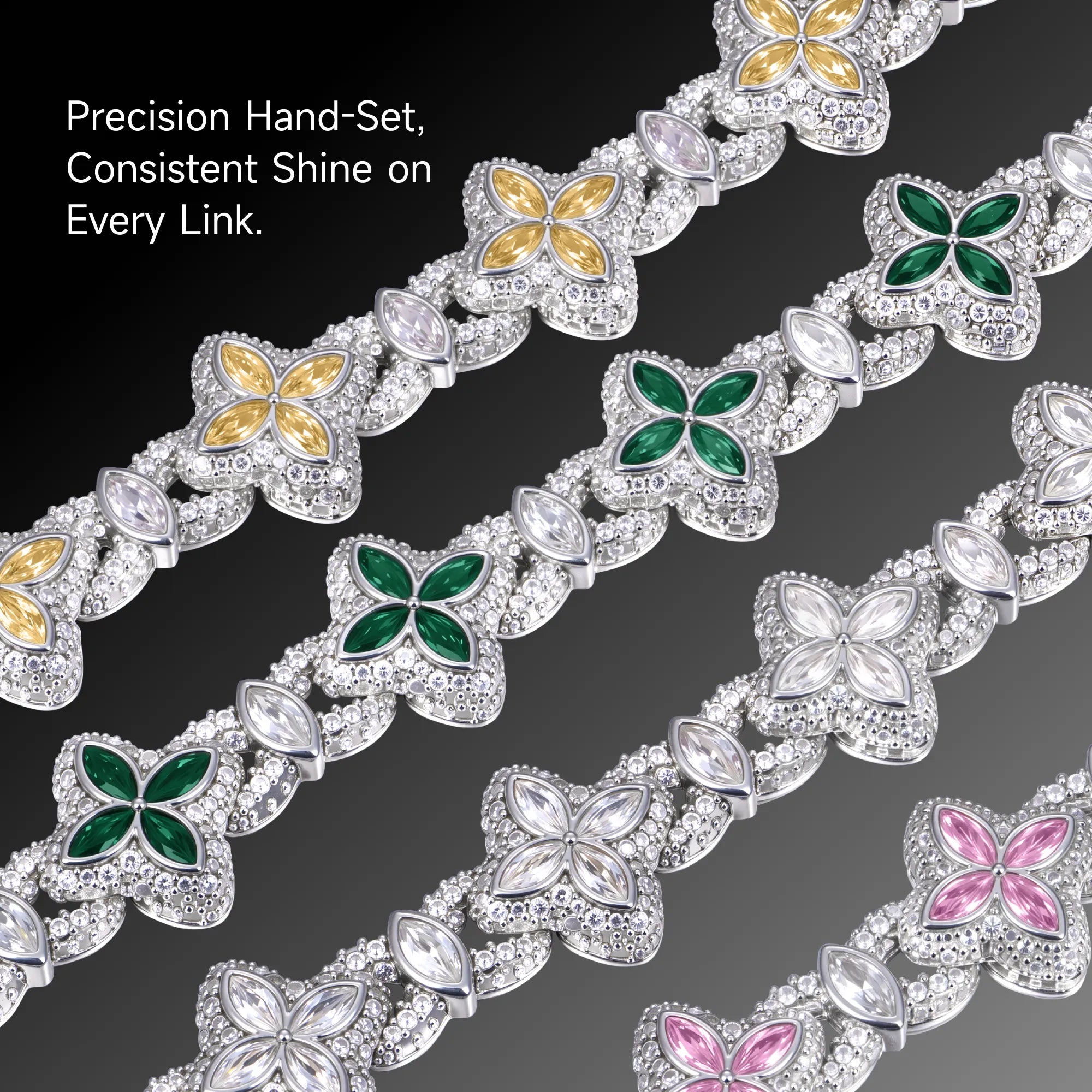 Iced Luminous Clover Necklace & Wallet Chain