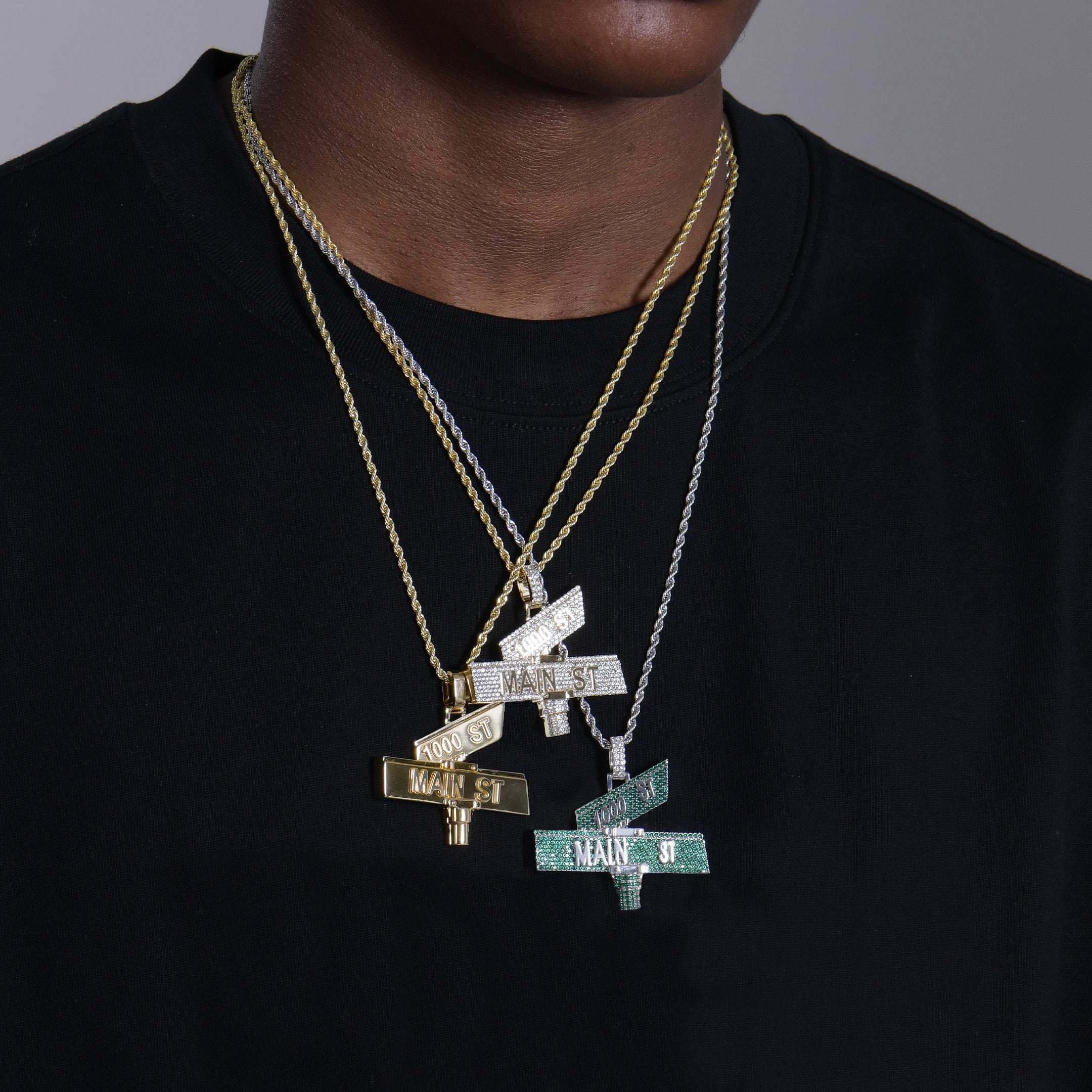 Custom White Iced Street Sign Pendant