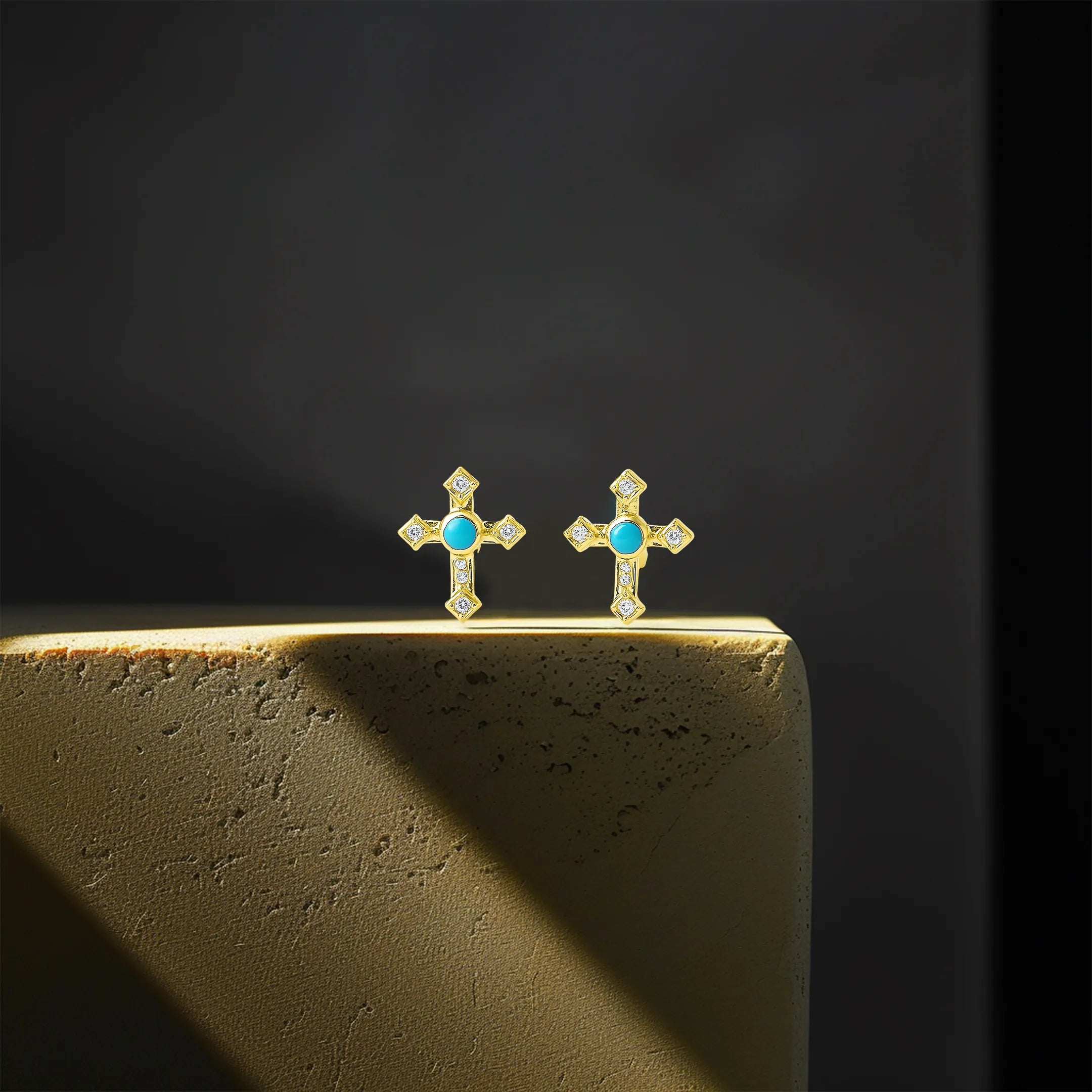 Turquoise Crosslight Stud Earrings
