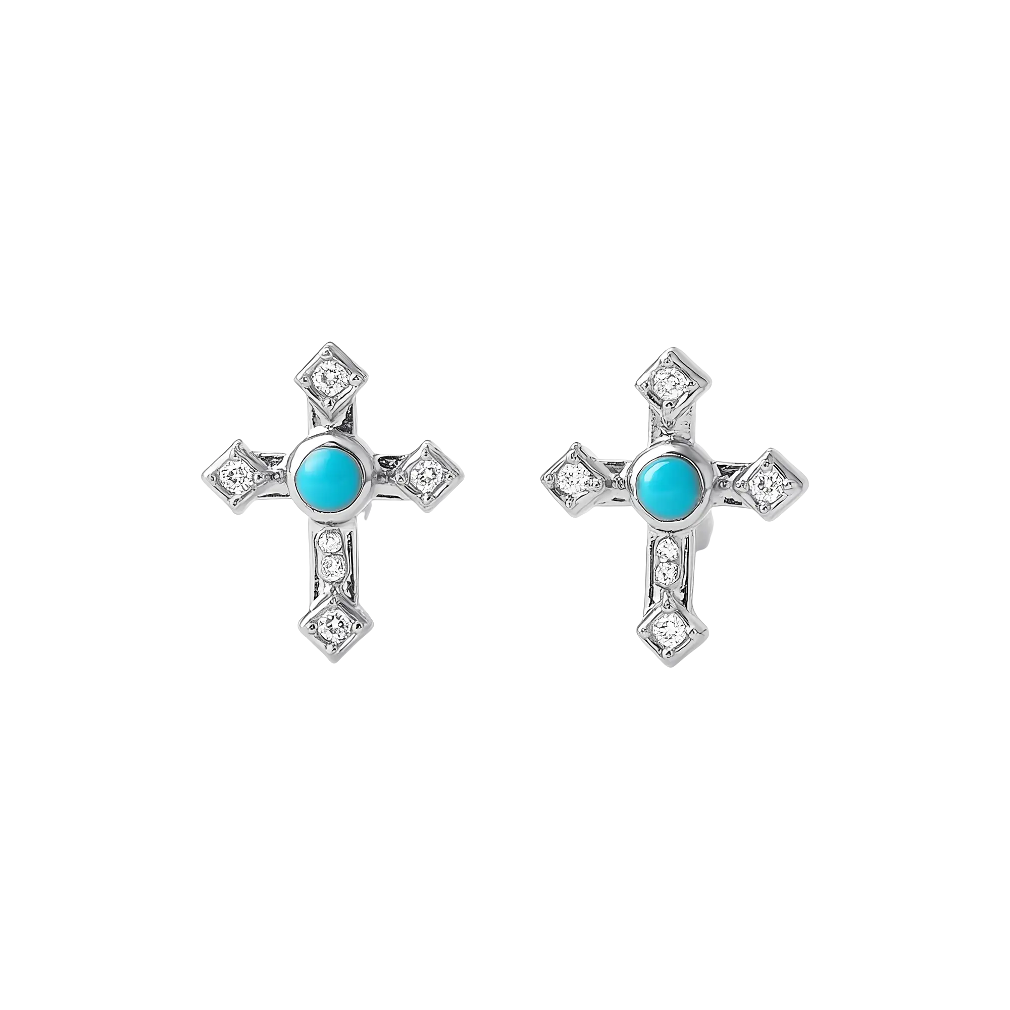 Turquoise Crosslight Stud Earrings