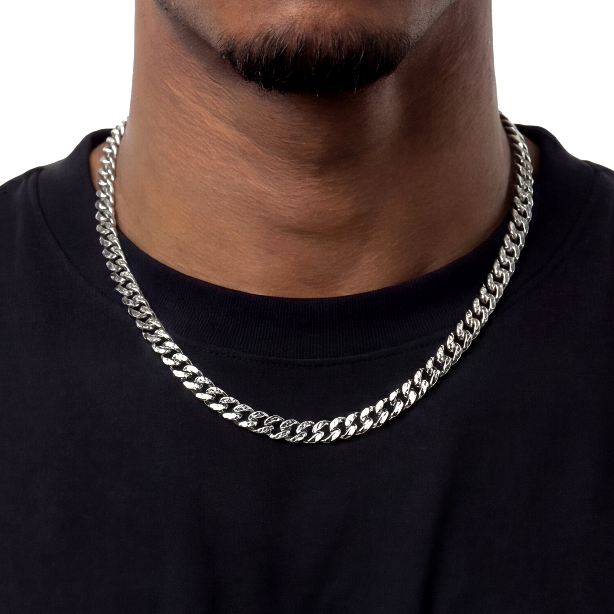 Plain Gold Cuban Link Chain With Moissanite Clasp - 8mm