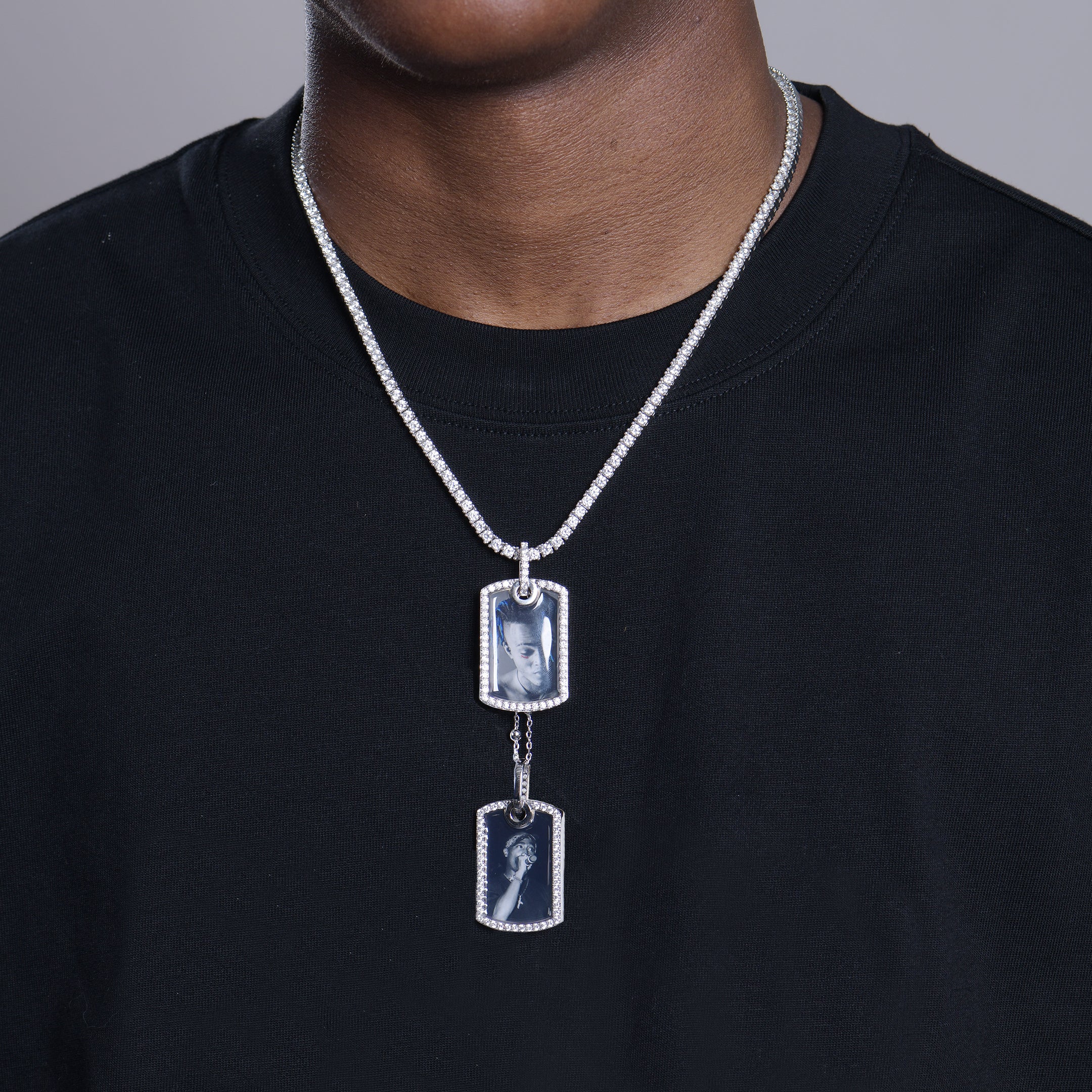 Custom Double Dog Tag Photo Frame Pendant