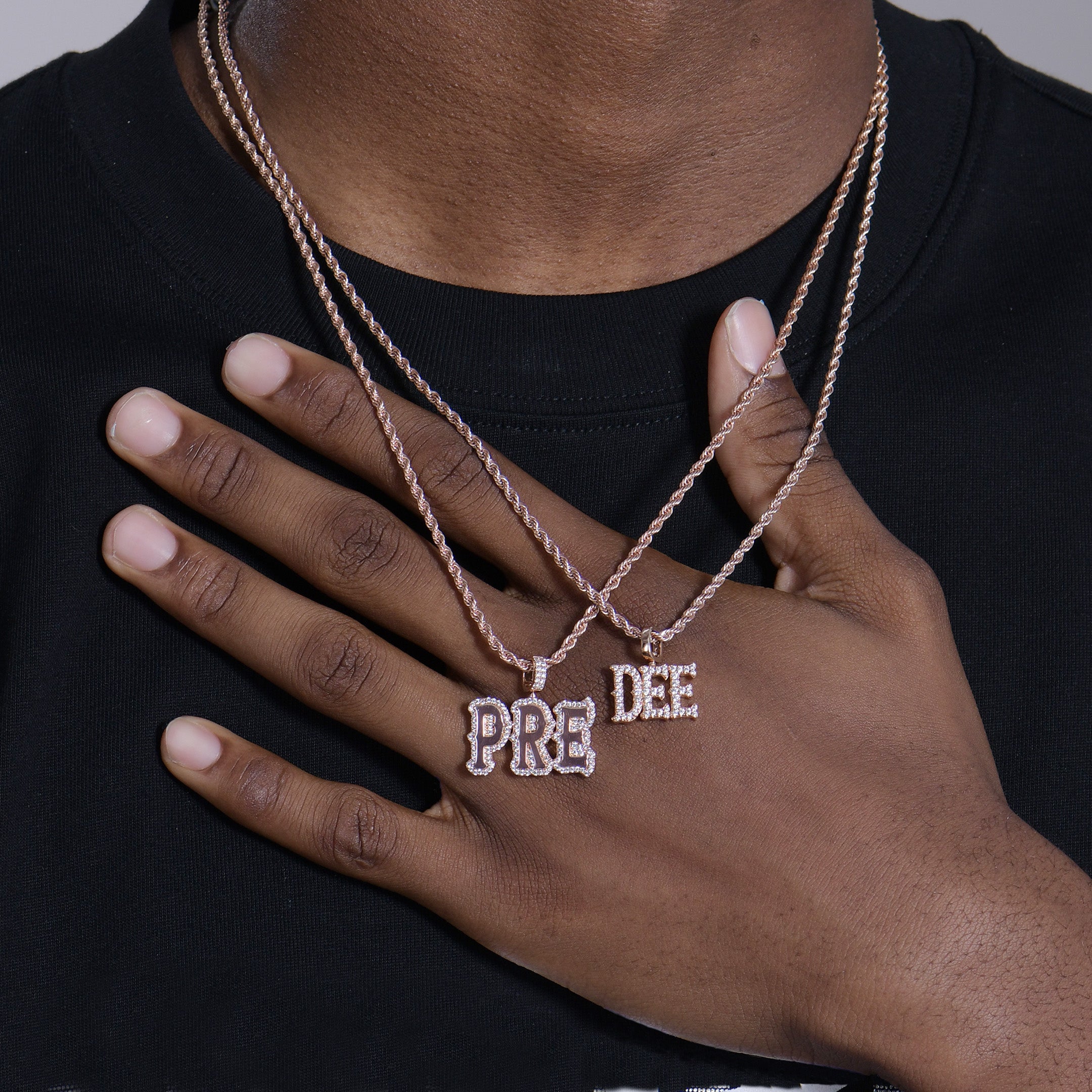 Custom Moissanite Bosox Font Pendant - 15mm Height