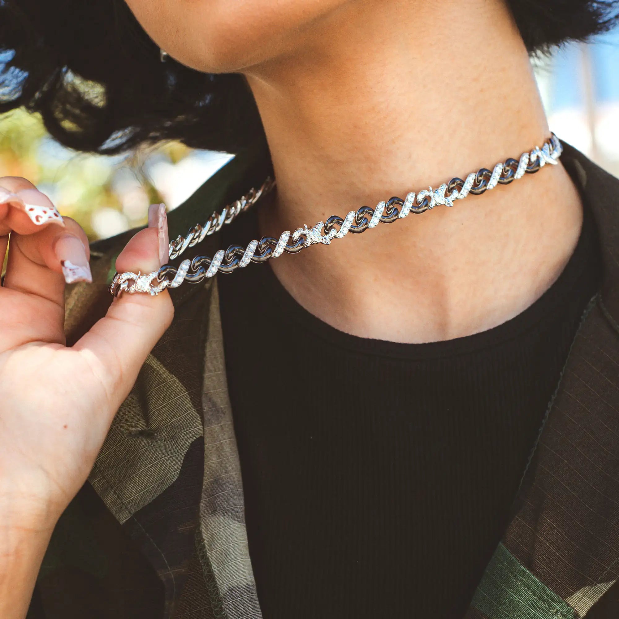 Infinity Two-tone Snake Clasp Link Chain - 8mm