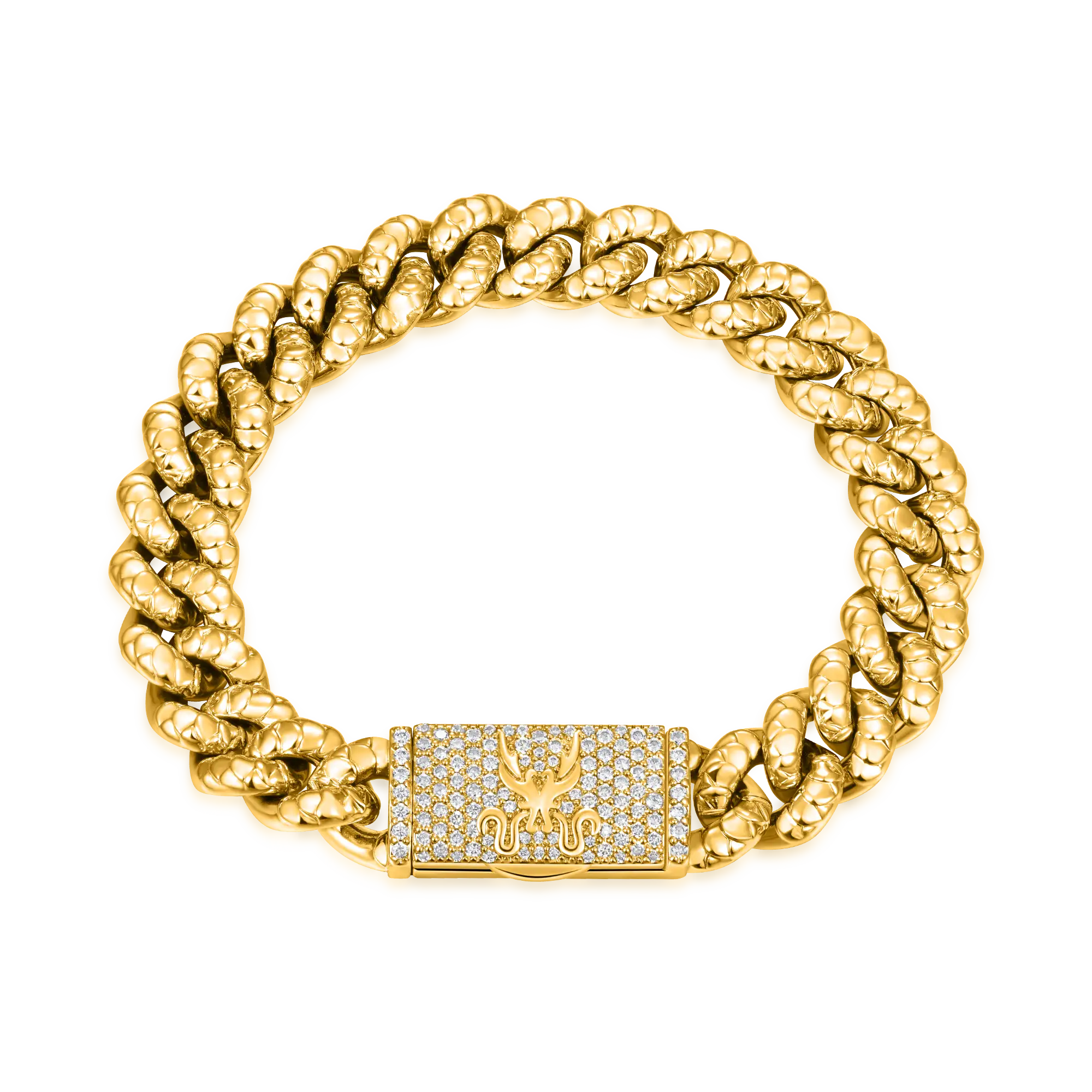 WONG Dragon Box Clasp Miami Cuban Curb Bracelet - 10mm