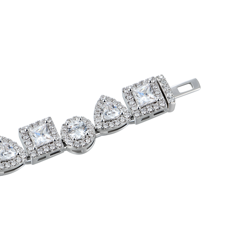 Princess Cut Mix Clustered Tennis Bracelet - 4mm - APORRO