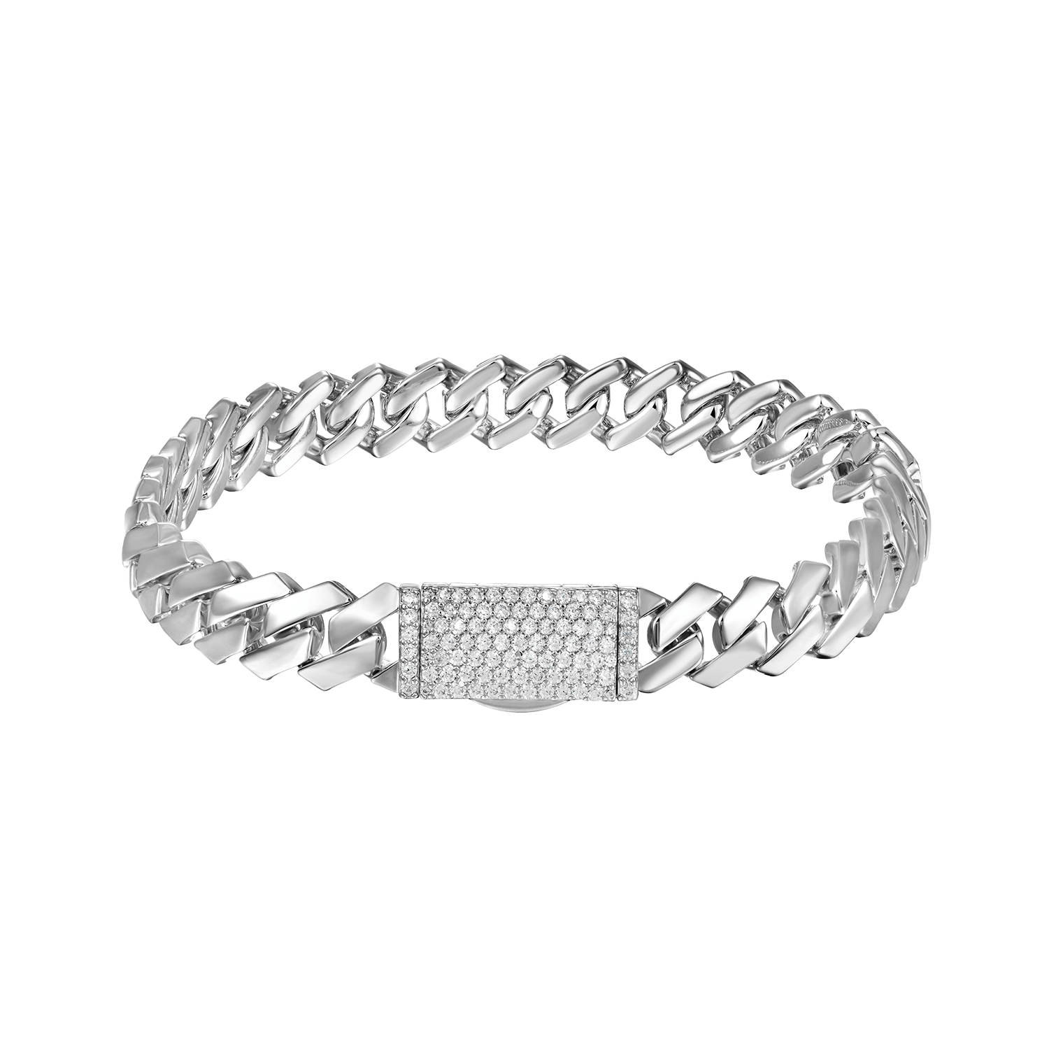 Moissanite Plain Gold Prong Cuban Link Bracelet - 10mm