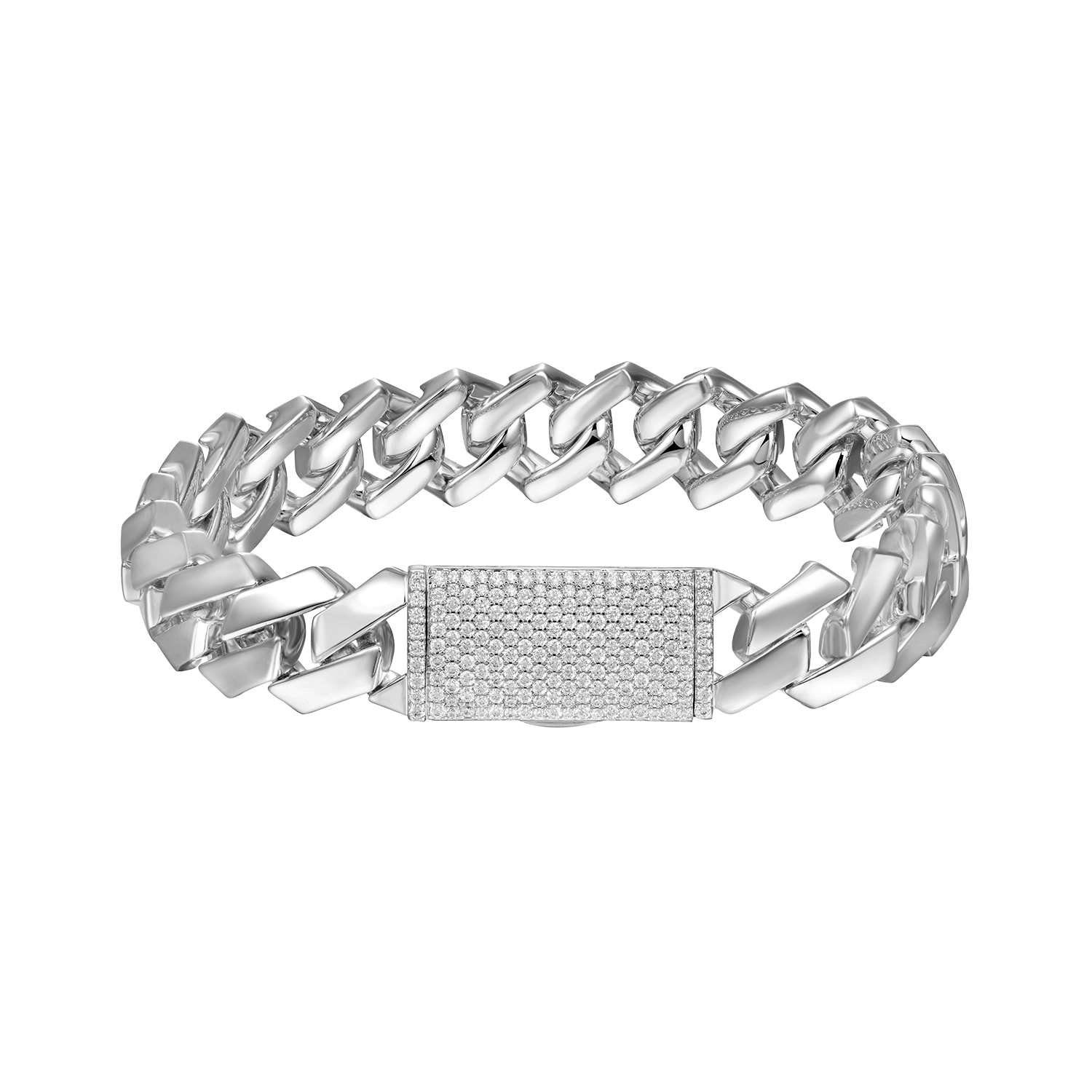 Moissanite Plain Gold Prong Cuban Link Bracelet - 12mm