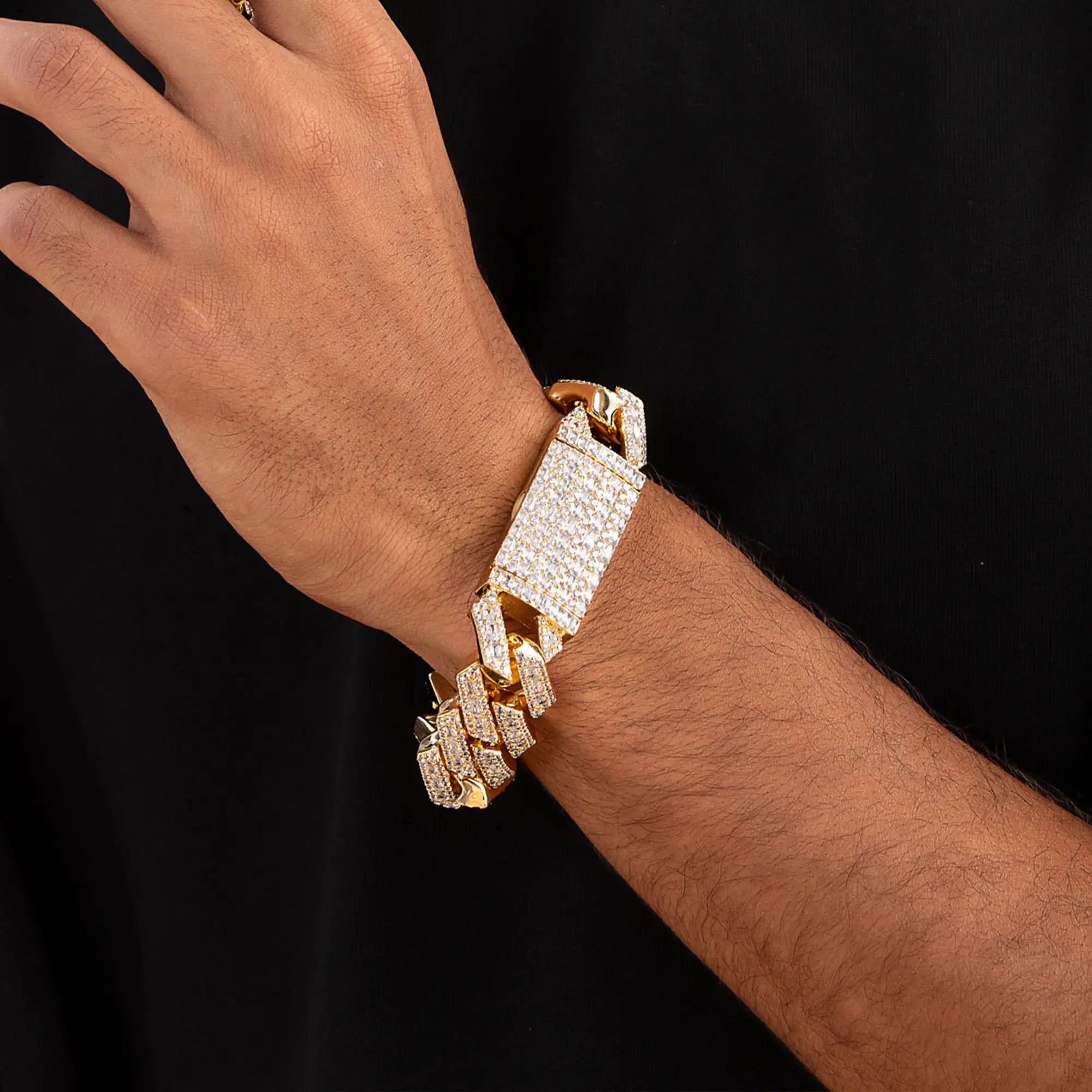 Halo Emerald Cut Prong Cuban Link Bracelet