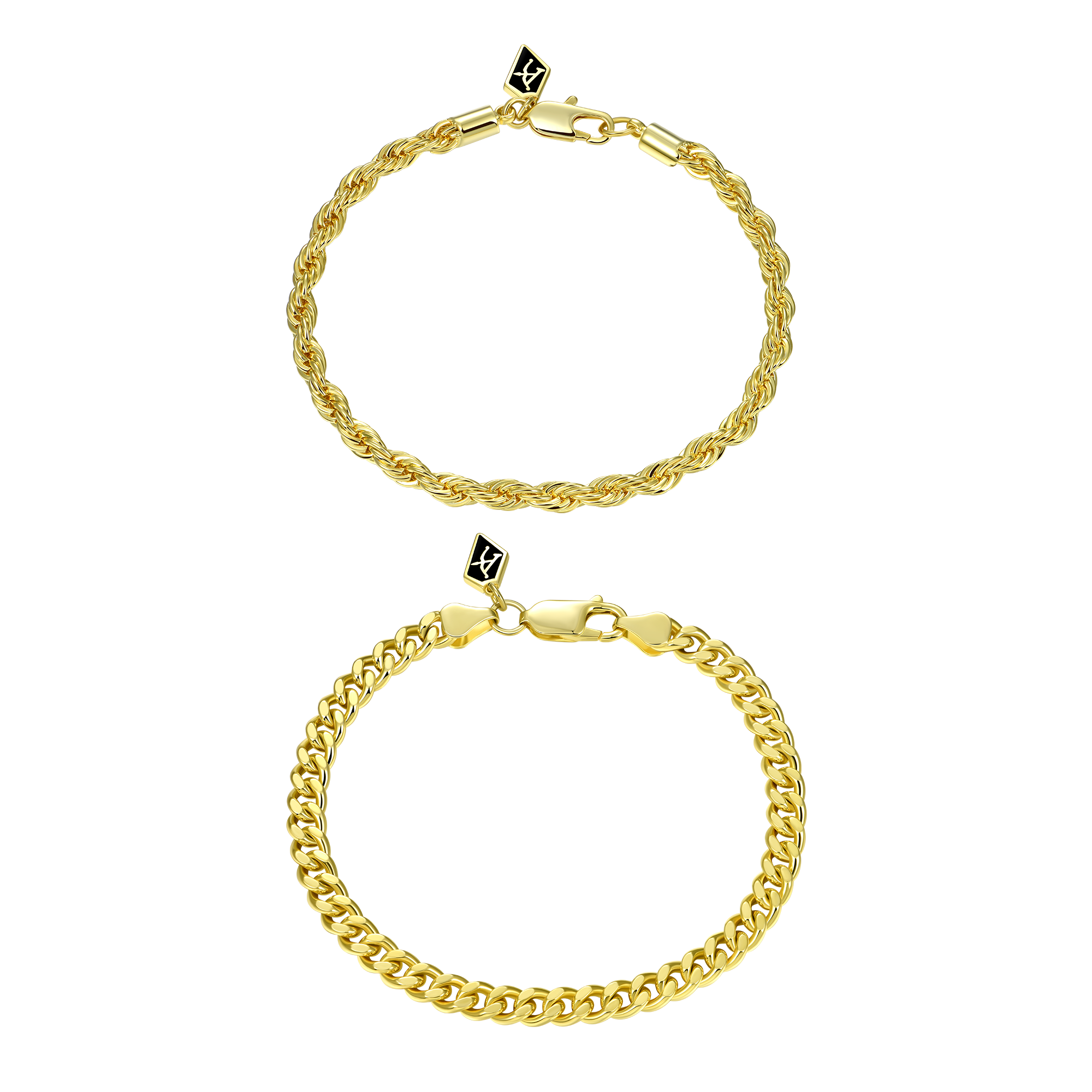 Rope + Cuban Link Bracelet Gift Set
