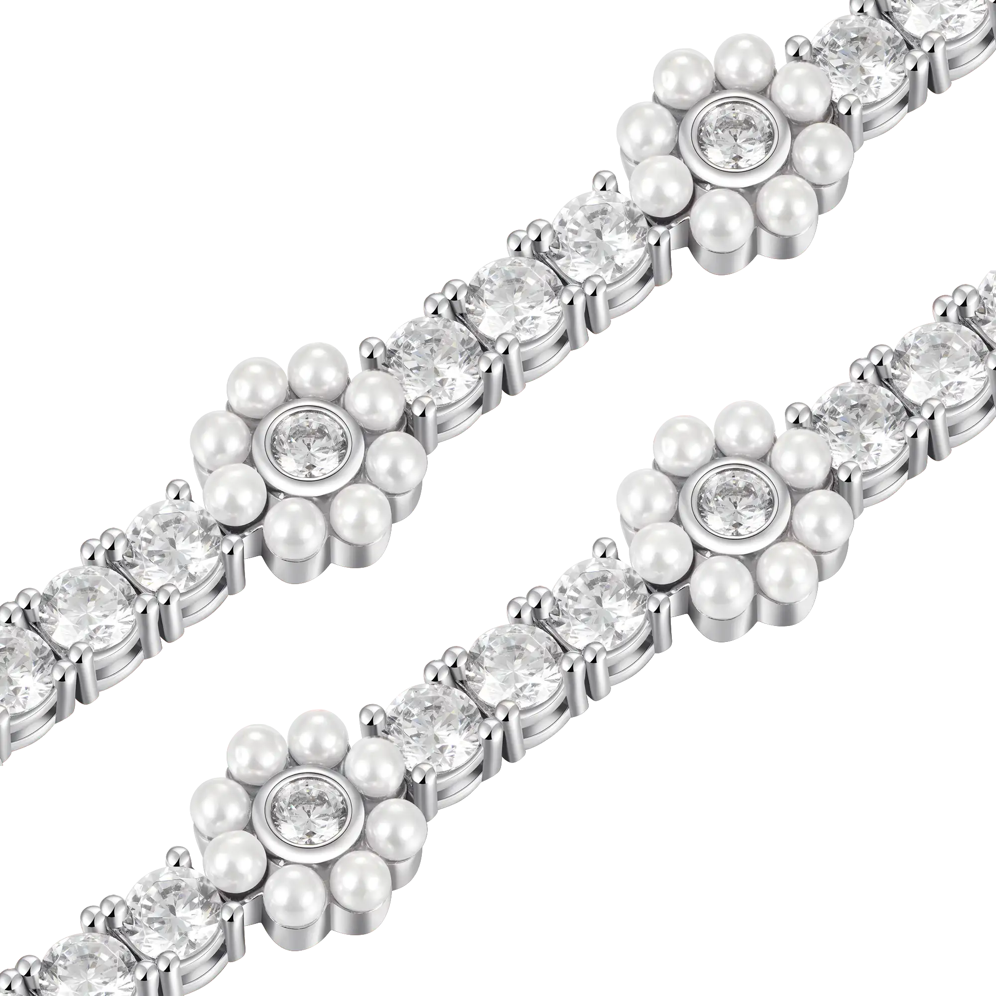 Moissanite Flora Pearl Tennis Bracelet - 9mm