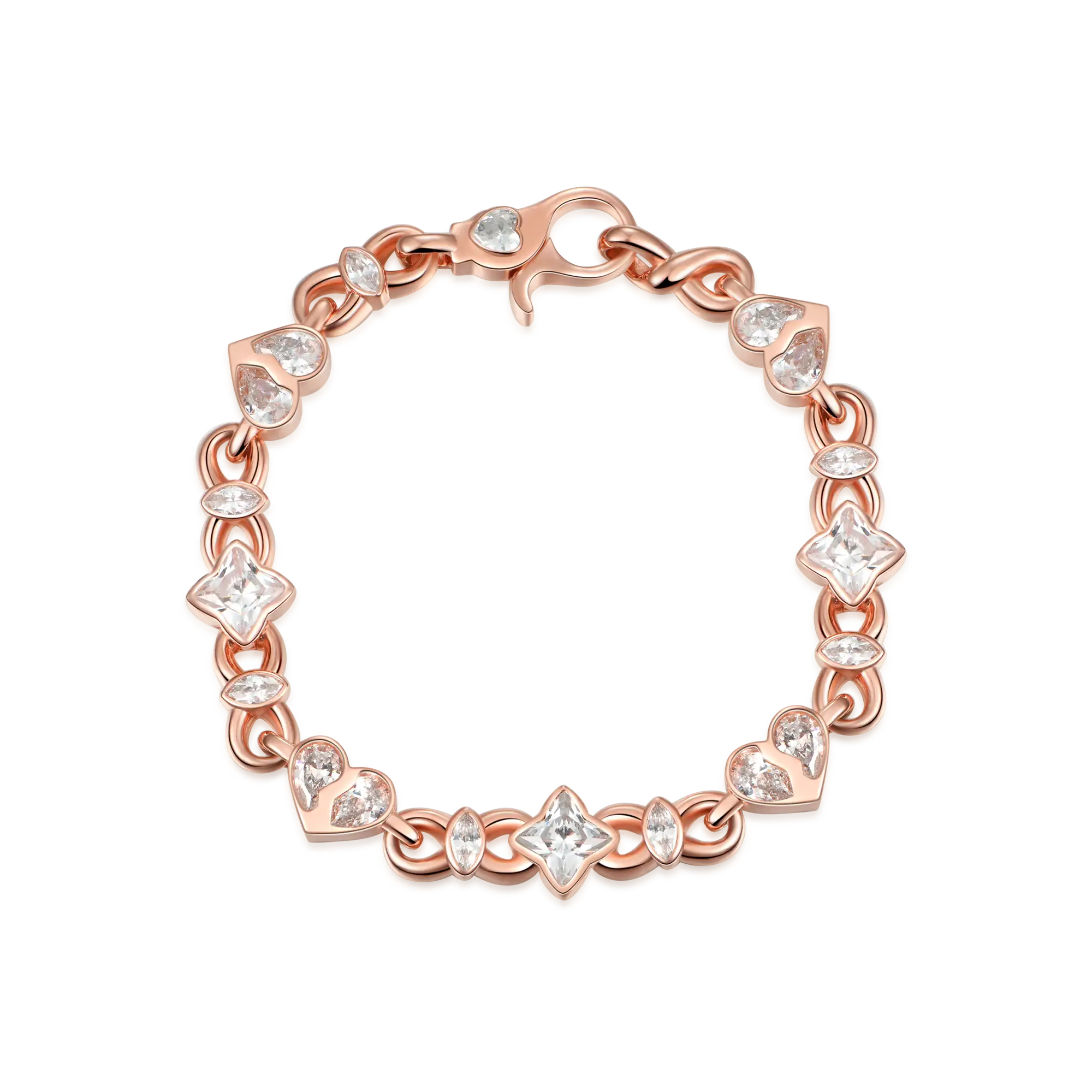 Women's Radiant Hearts Entwined Bracelet - 8mm