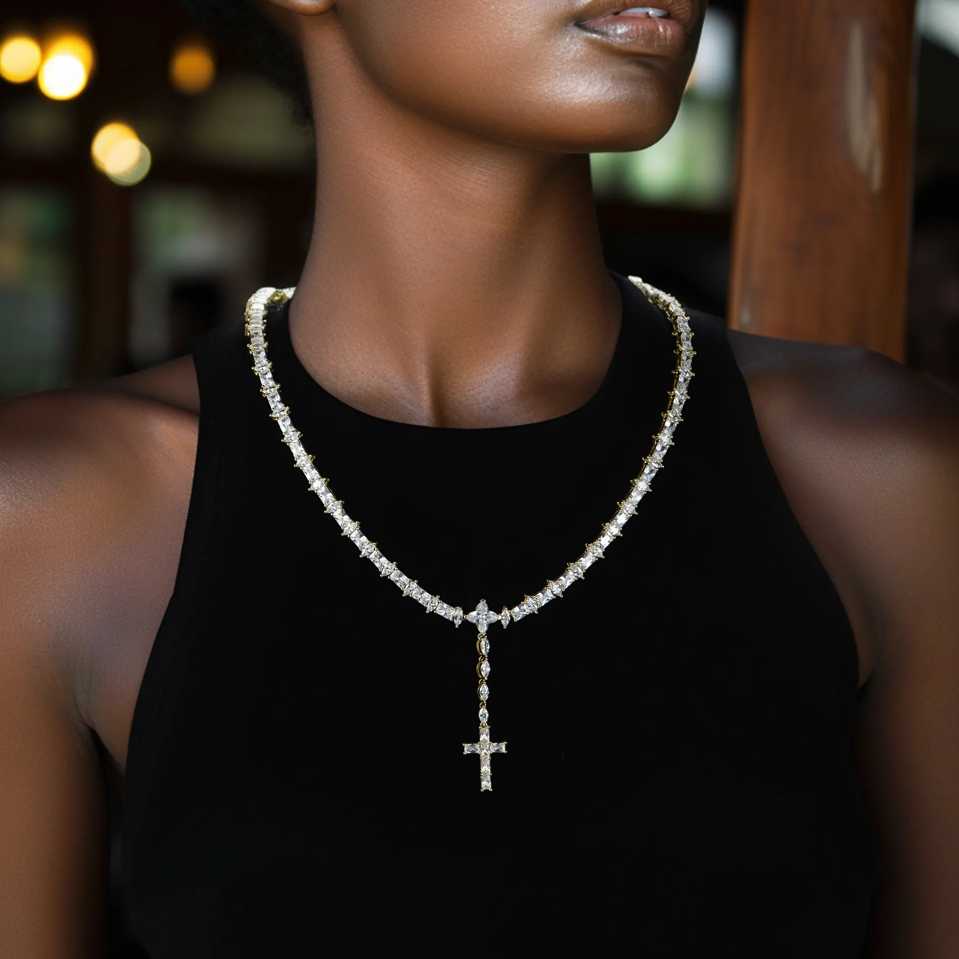 Women's Iced Divine Rosary Necklace