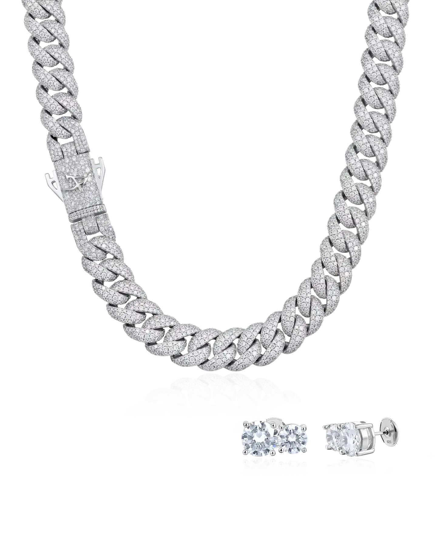 Boss Cuban Chain + Twin Round Stud Earring Set