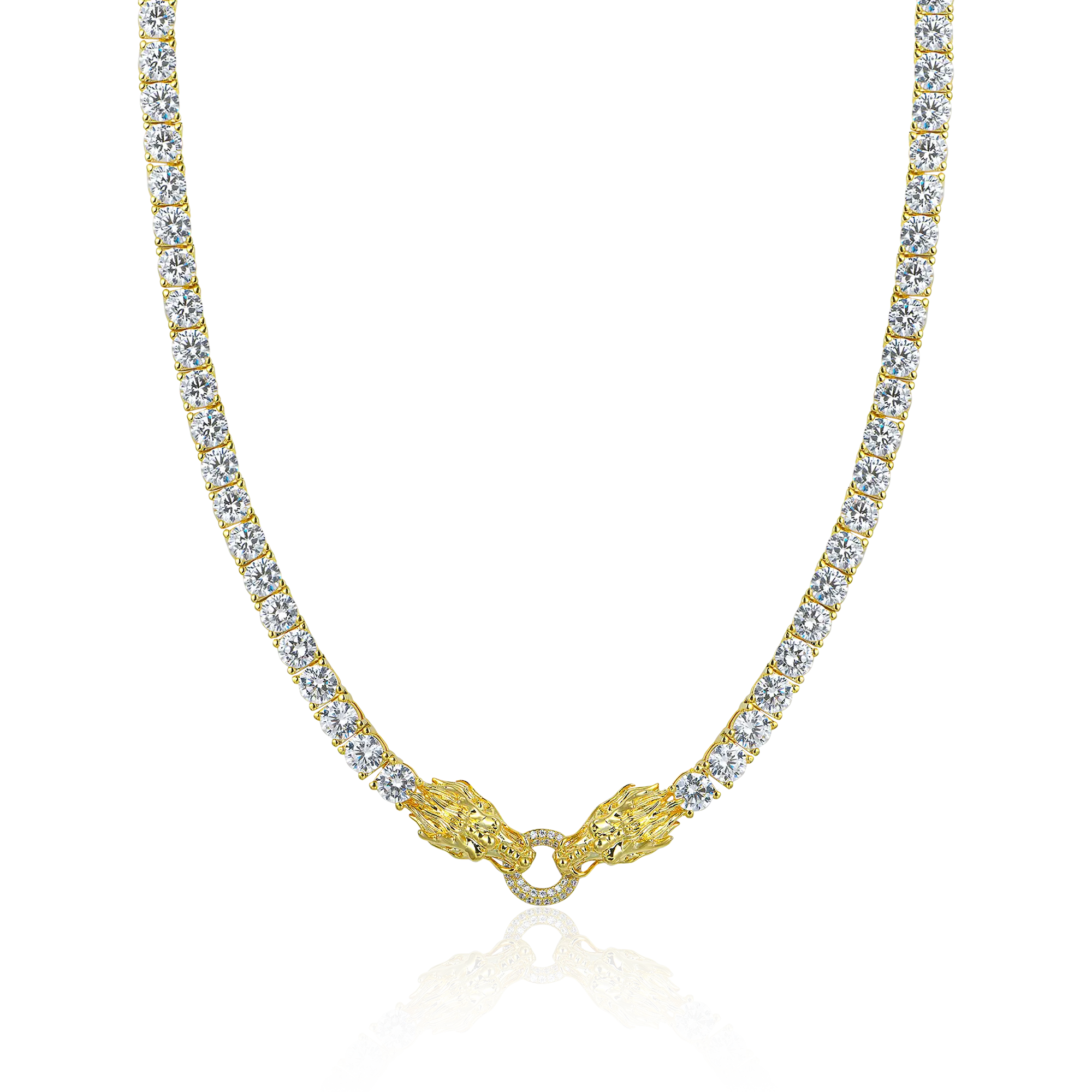 5mm WONG Didmond Gold Adjustable Double Dragon Tennis Chain 5mm WONG Didmond Gold Adjustable Double Dragon Tennis Chain