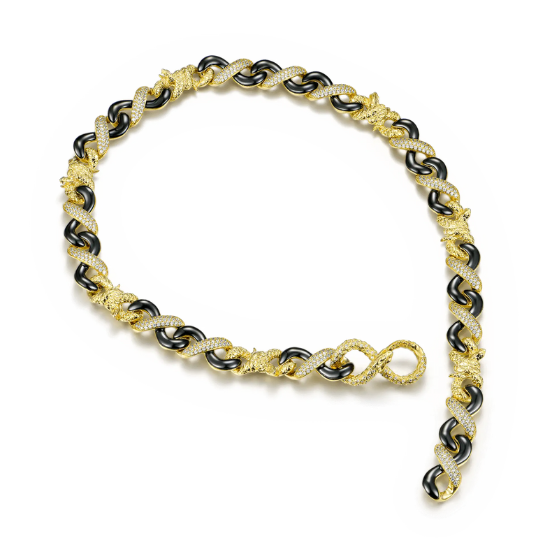 Infinity 12mm Two-tone Snake Choker Chain - Infinity Collection Jewelry - APORRO