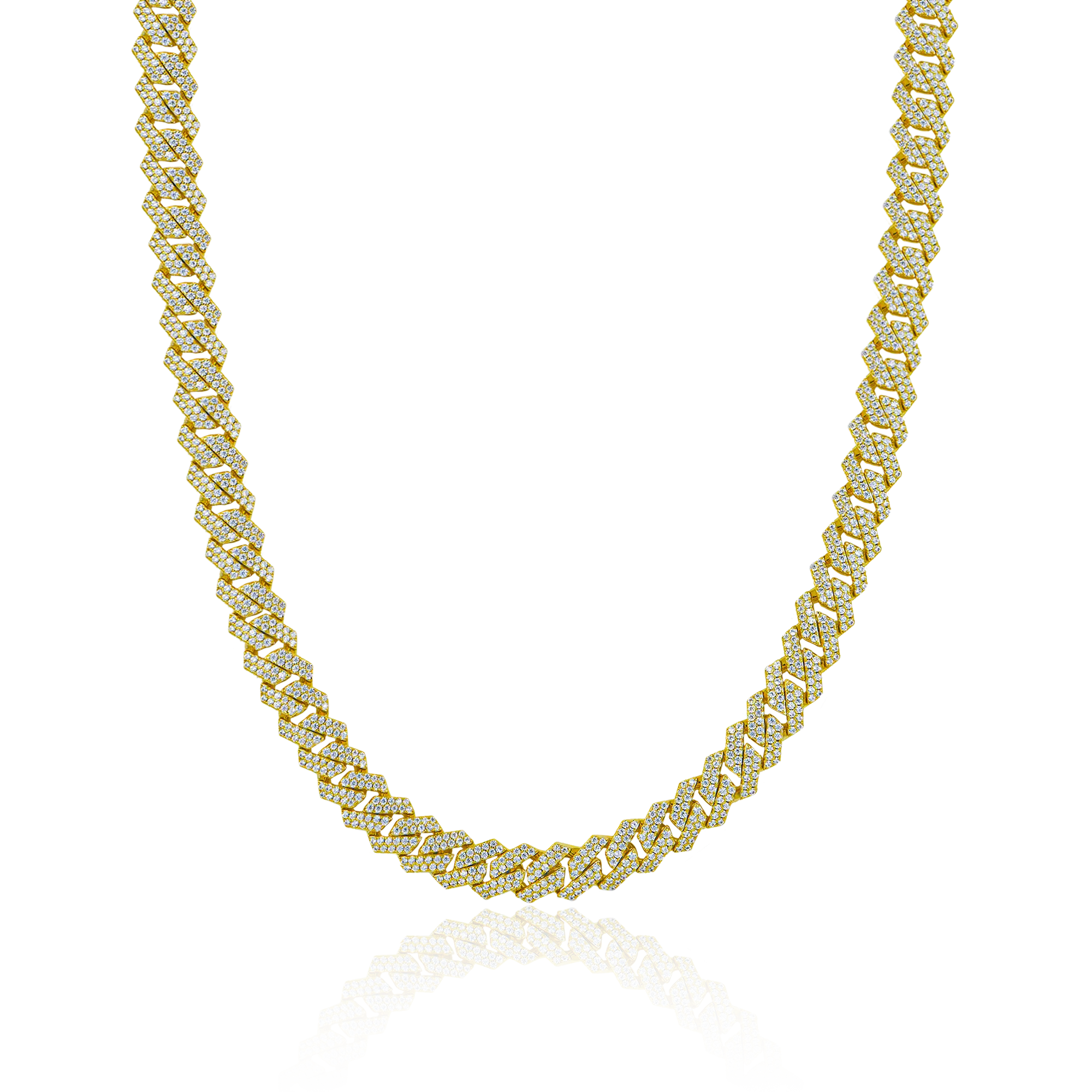 Round Cut Prong Cuban Link Chain - 8mm