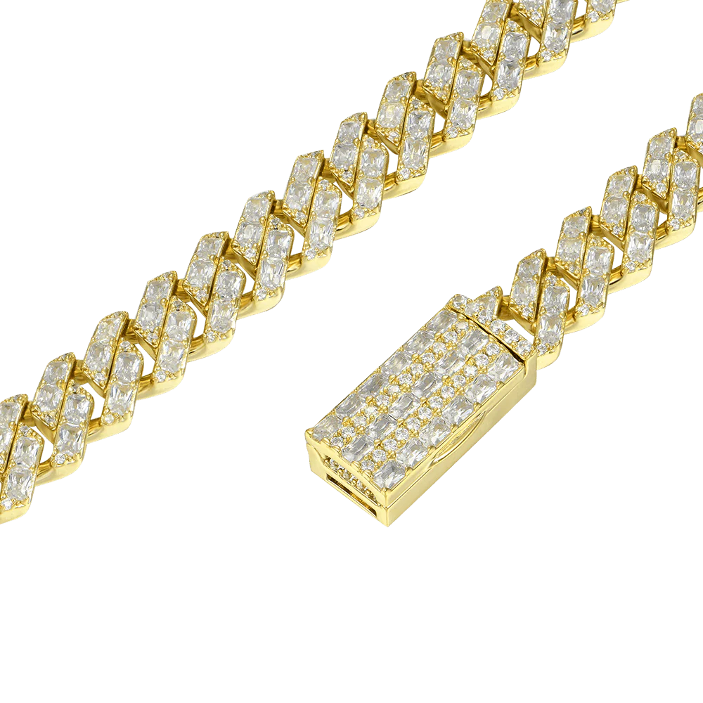 Custom Emerald Cut Prong Cuban Link Name Necklace Chain - 10mm