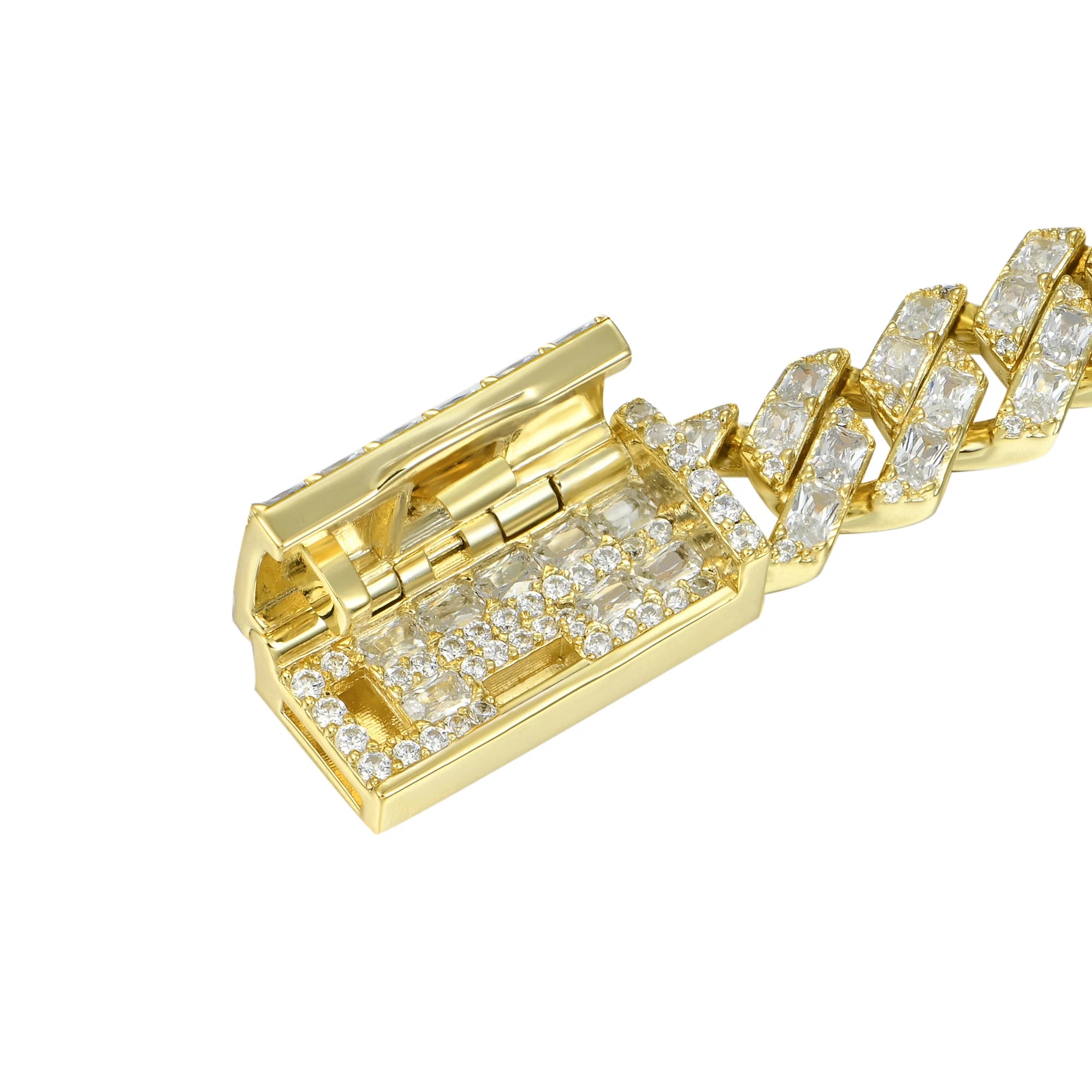 Custom Emerald Cut Prong Cuban Link Name Necklace Chain - 10mm