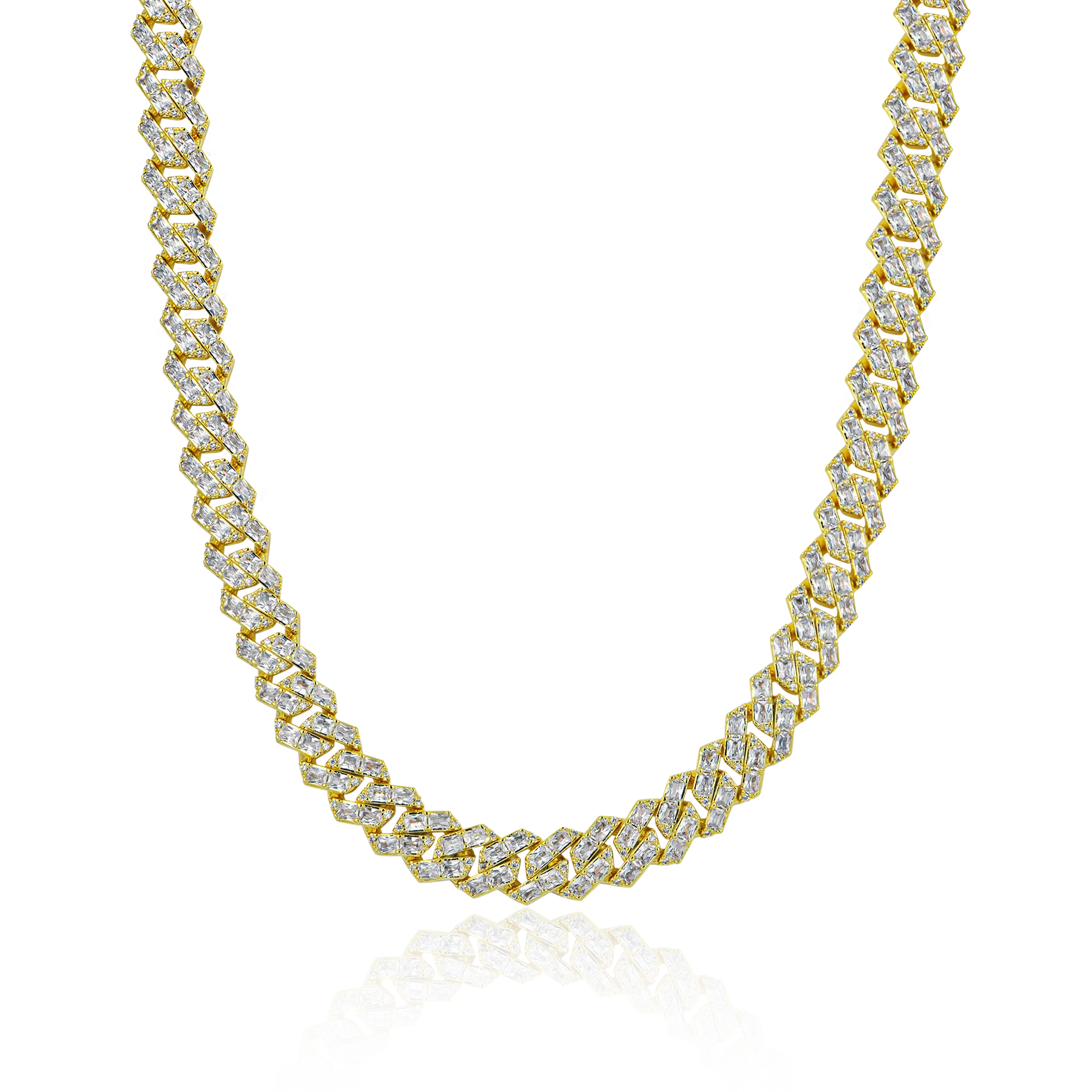Custom Emerald Cut Prong Cuban Link Name Necklace Chain - 10mm
