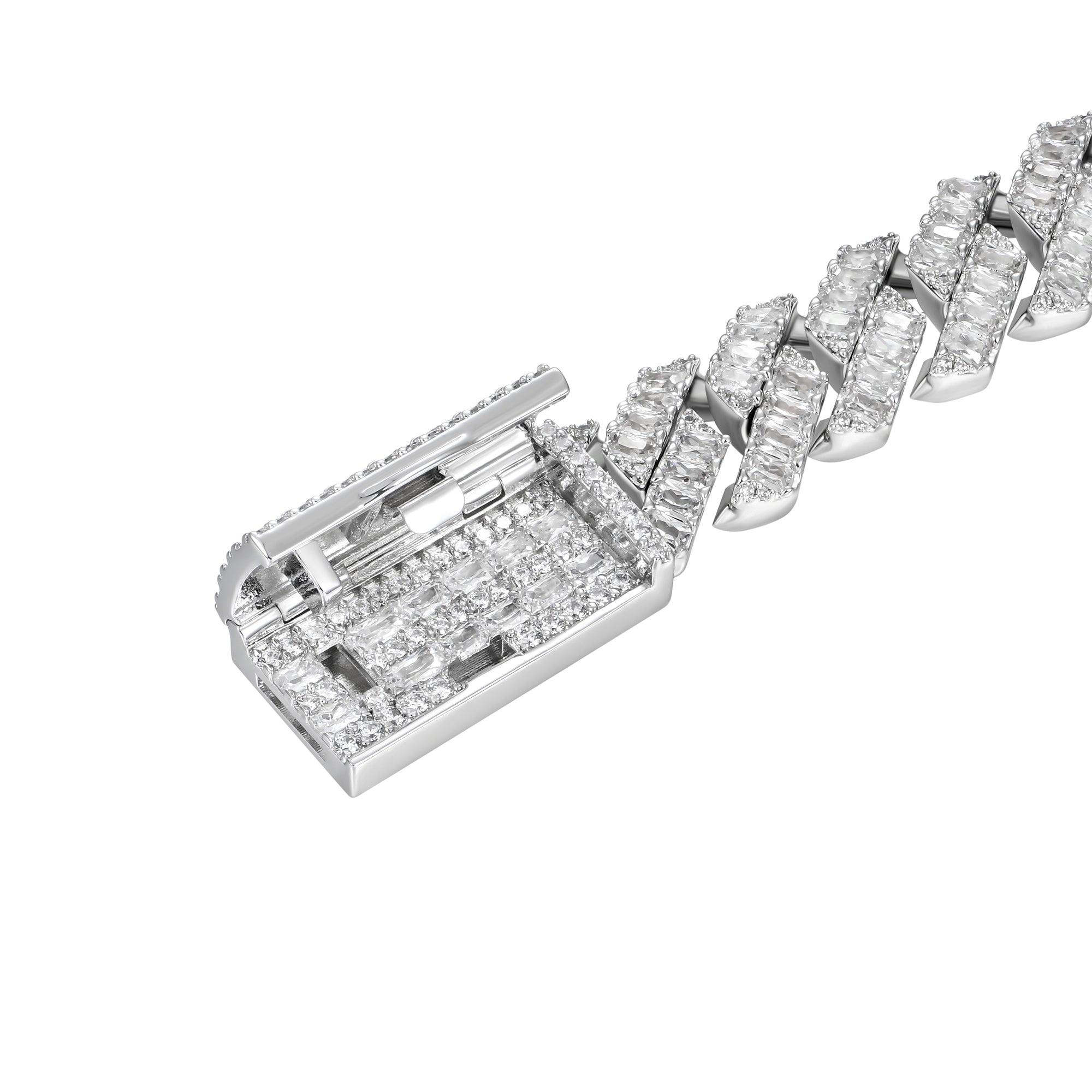 Emerald Cut Prong Cuban Link Chain - 12mm
