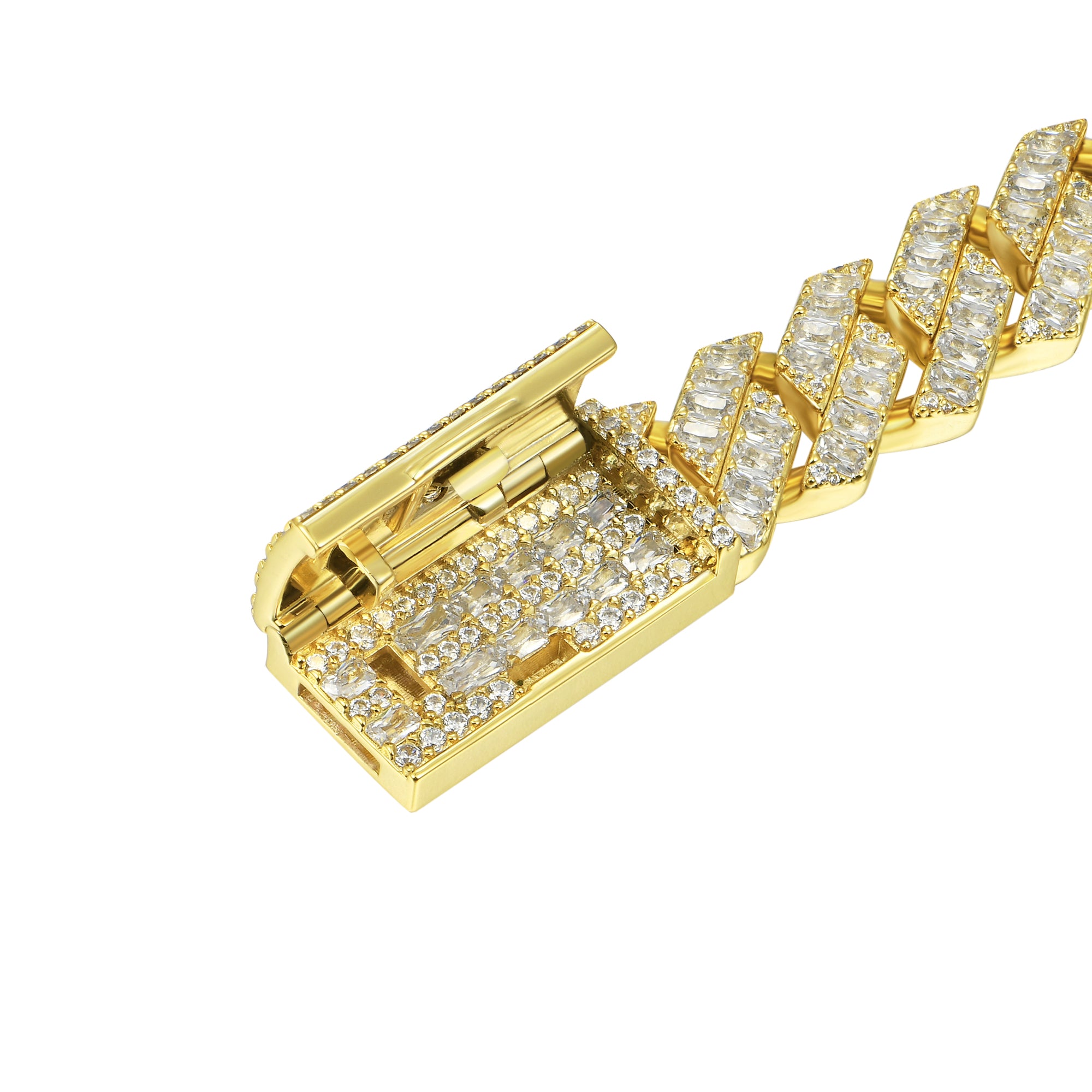 Emerald Cut Prong Cuban Link Chain - 12mm