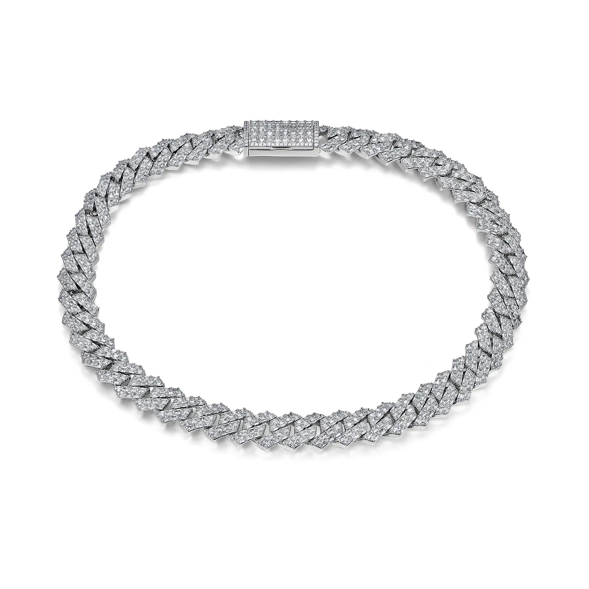 Emerald Cut Prong Cuban Link Chain - 15mm