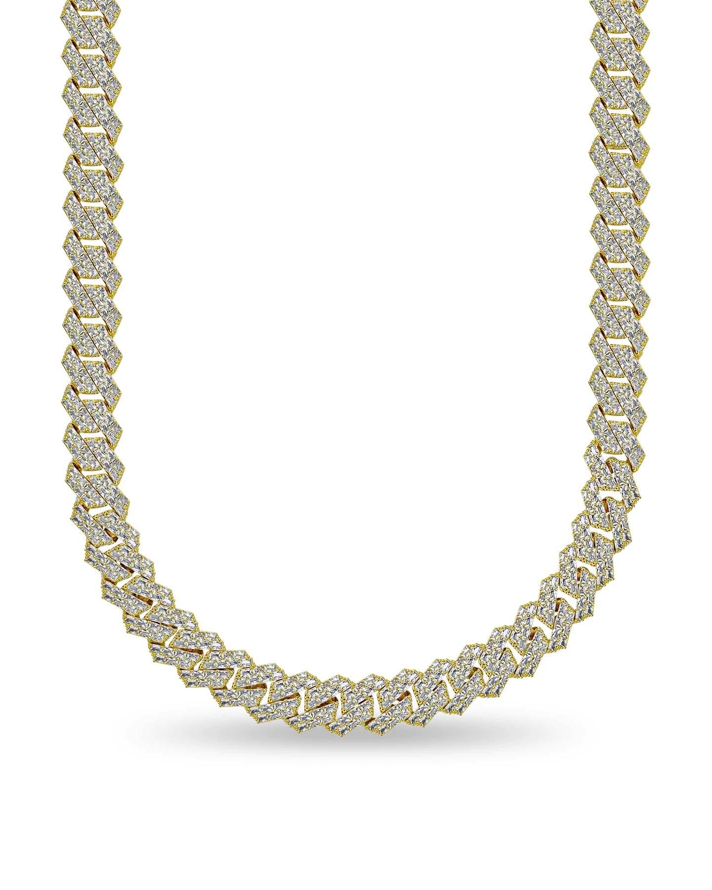 Custom Emerald Cut Prong Cuban Link Name Necklace Chain - 15mm