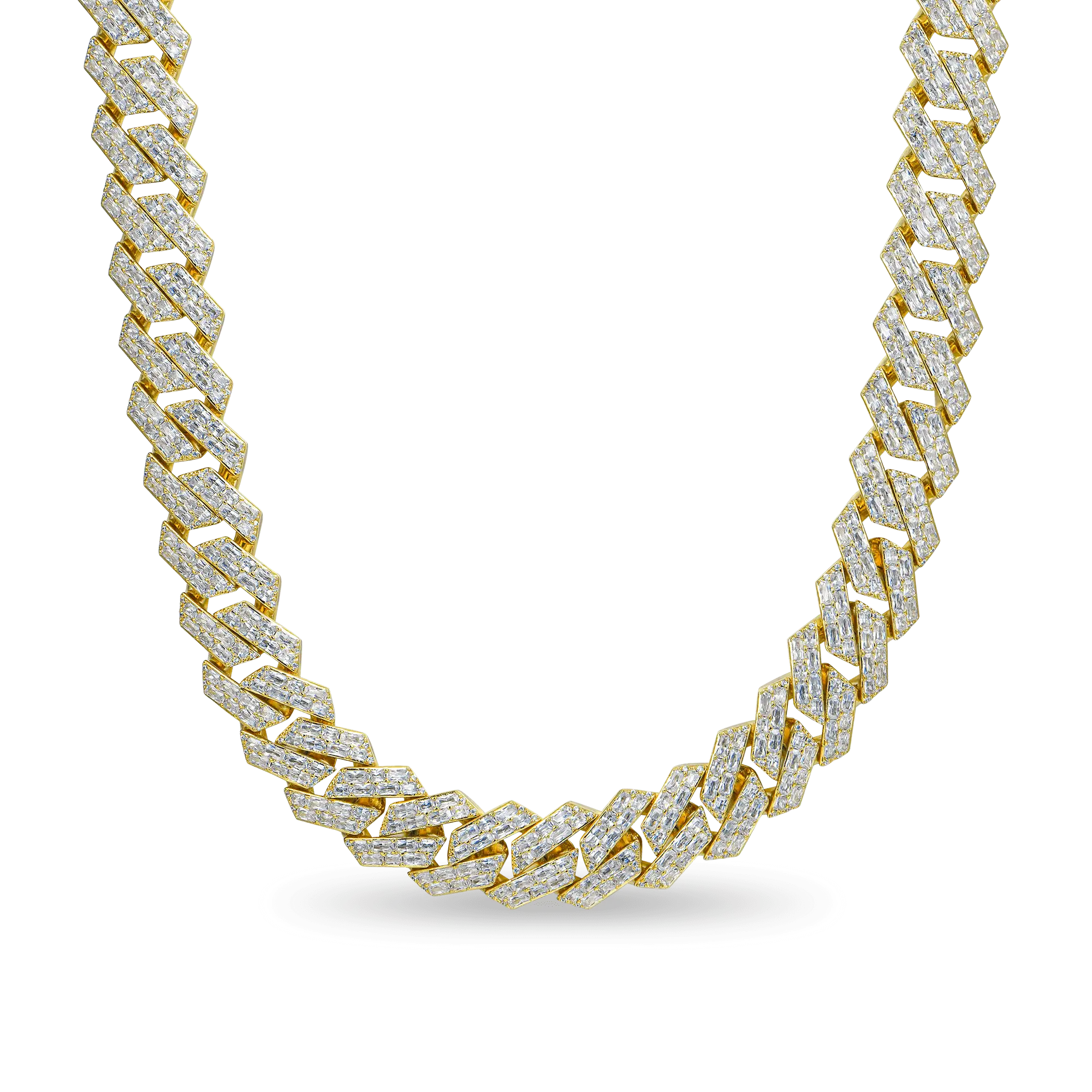 Emerald Cut Prong Cuban Link Chain - 19mm