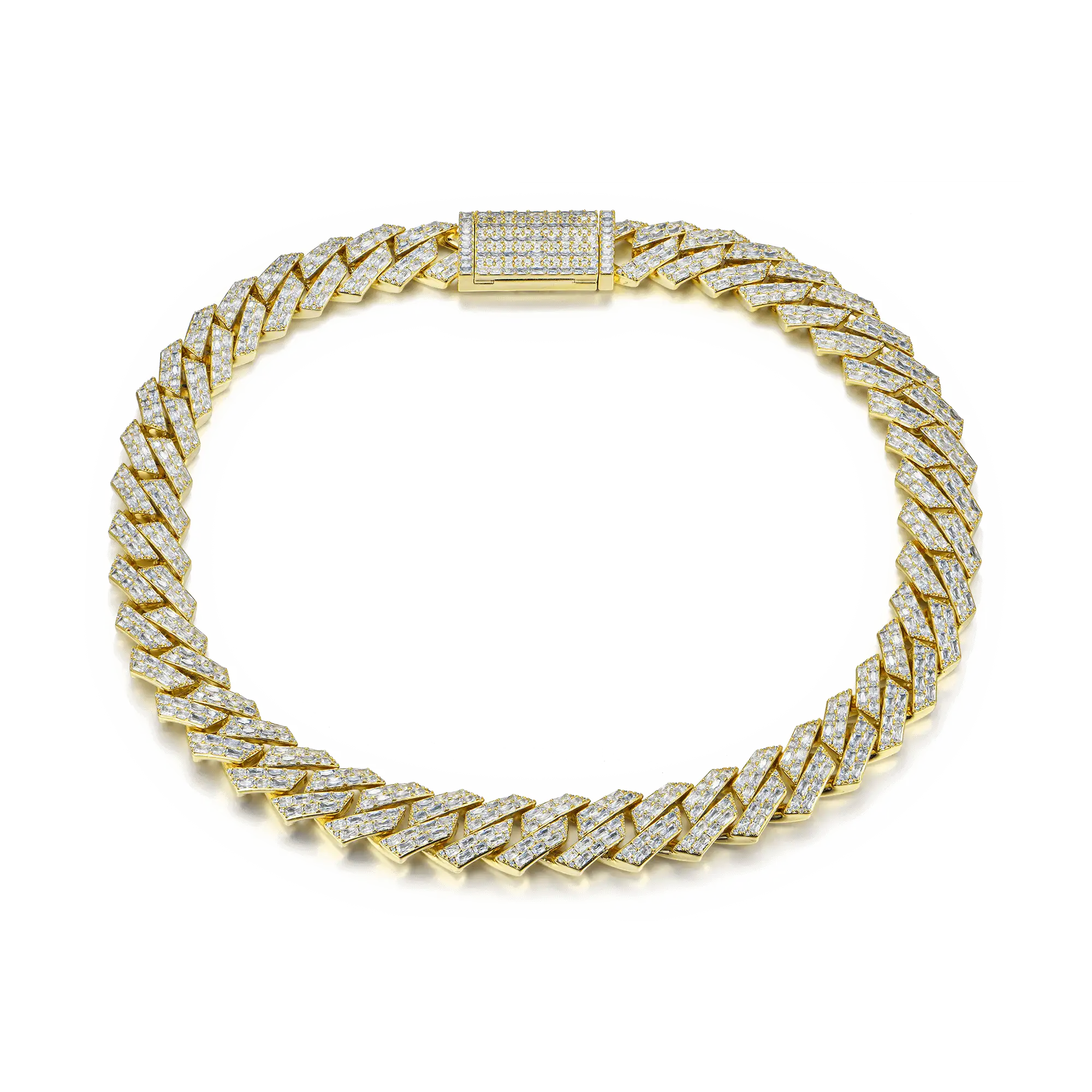Moissanite Emerald Cut Prong Cuban Link Chain - 19mm