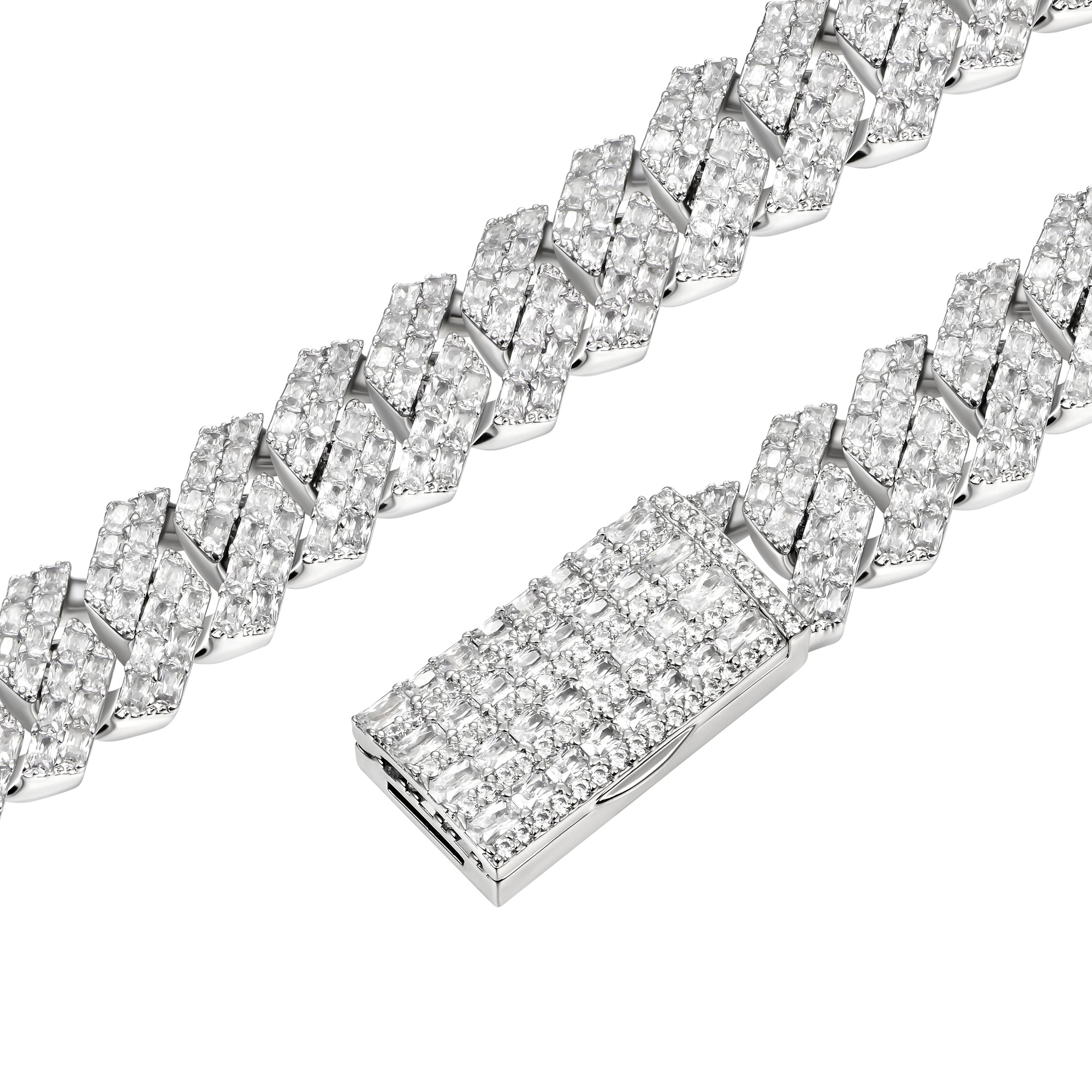 Emerald Cut Prong Cuban Link Chain - 15mm