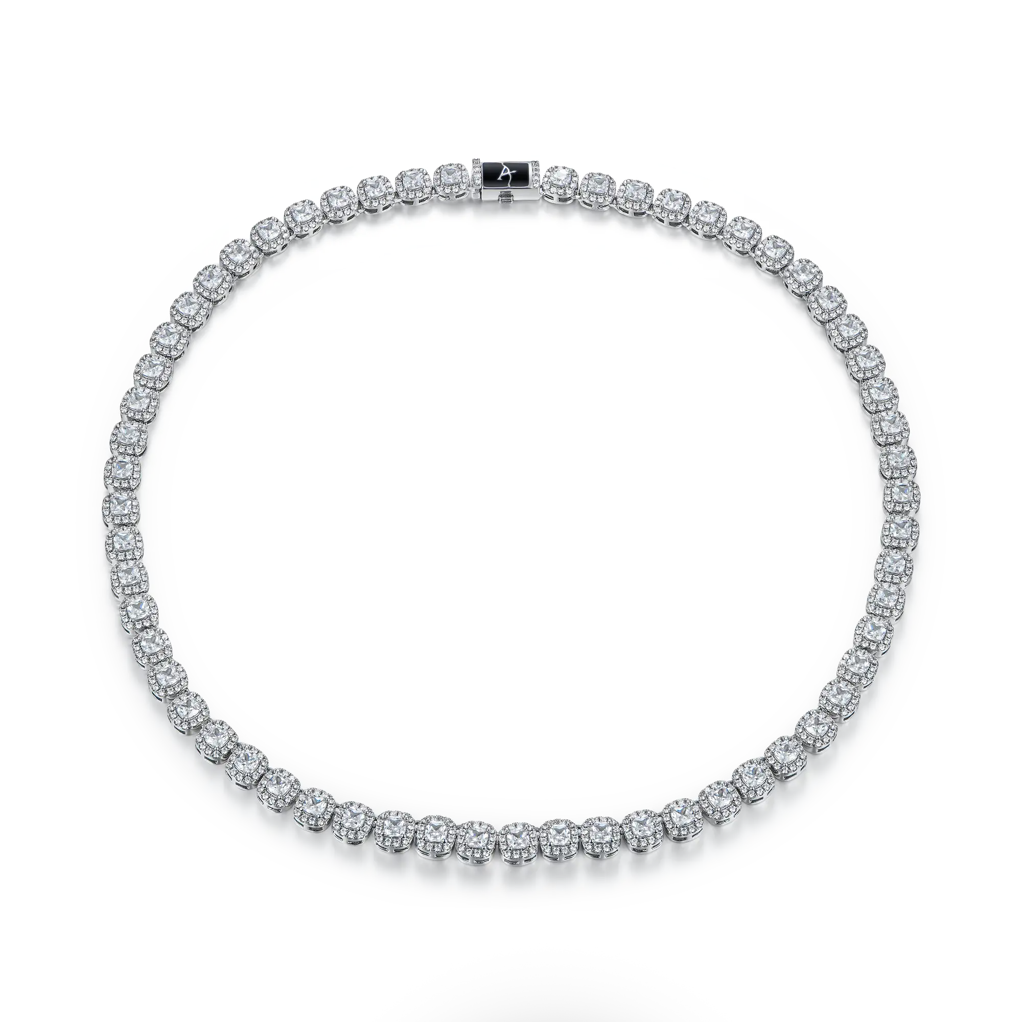 Women's Cushion Cut Clustered Tennis Chain - 7mm