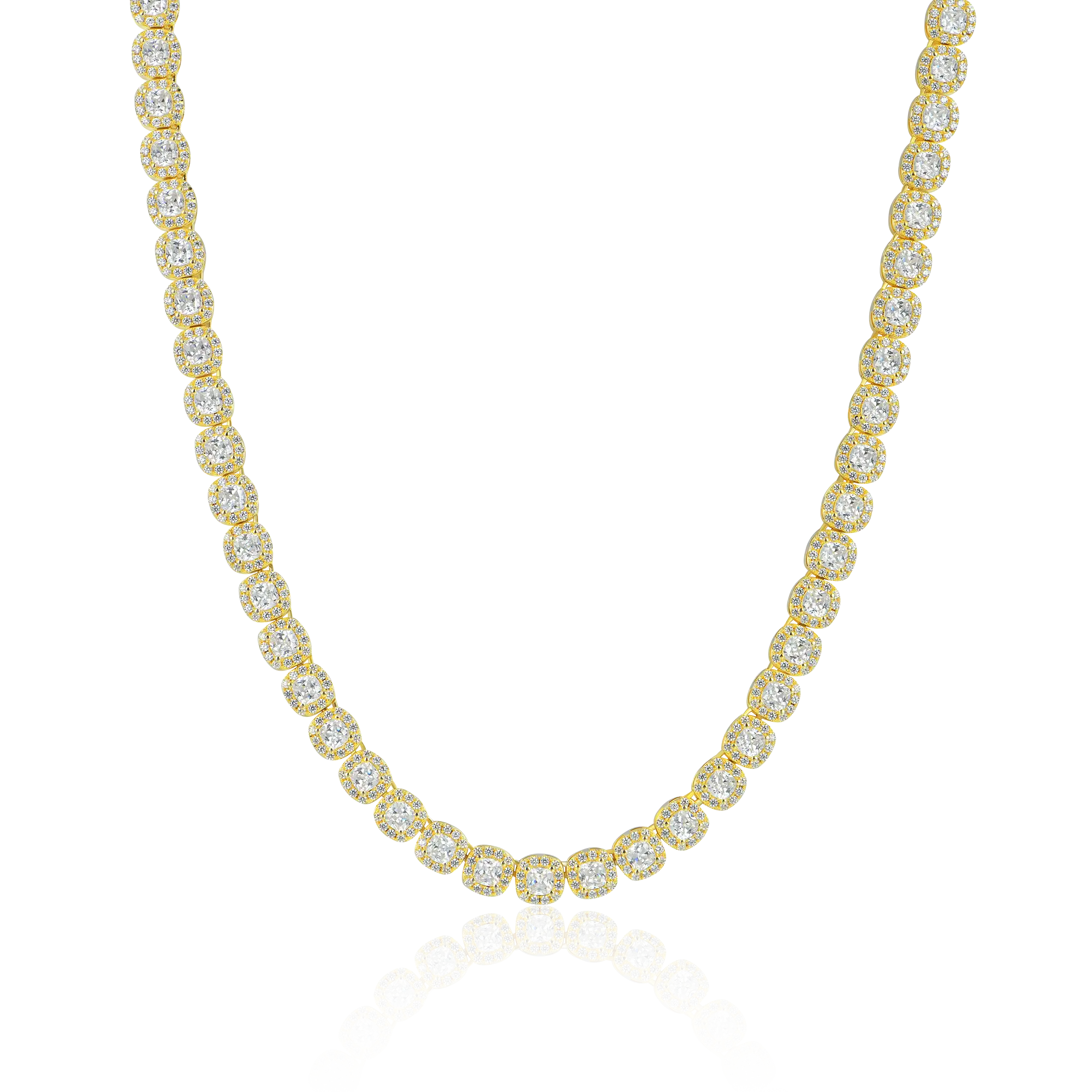 Women's Cushion Cut Clustered Tennis Chain - 7mm