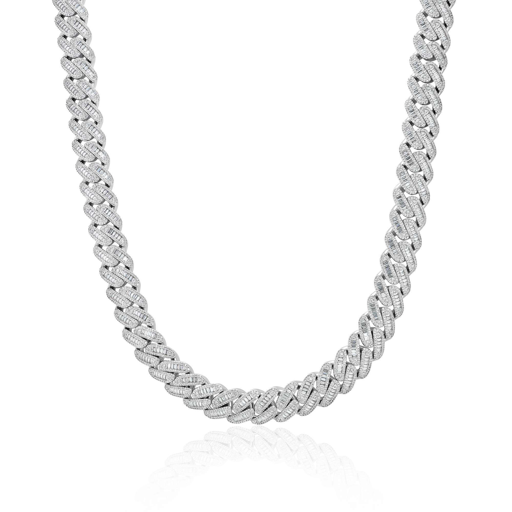 Halo Baguette Cut Cuban Link Chain