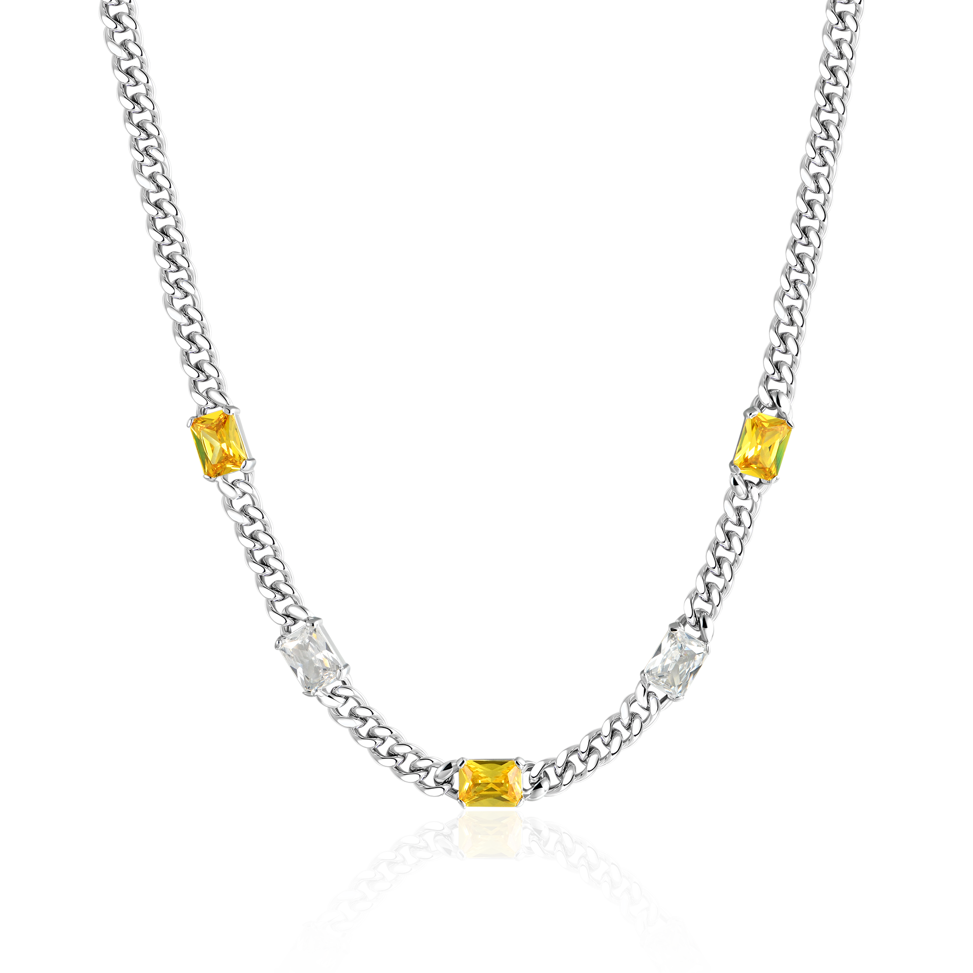 Women's ESSENTIALS Emerald Cut Gemstone Adjustable Miami Cuban Chain - 5mm