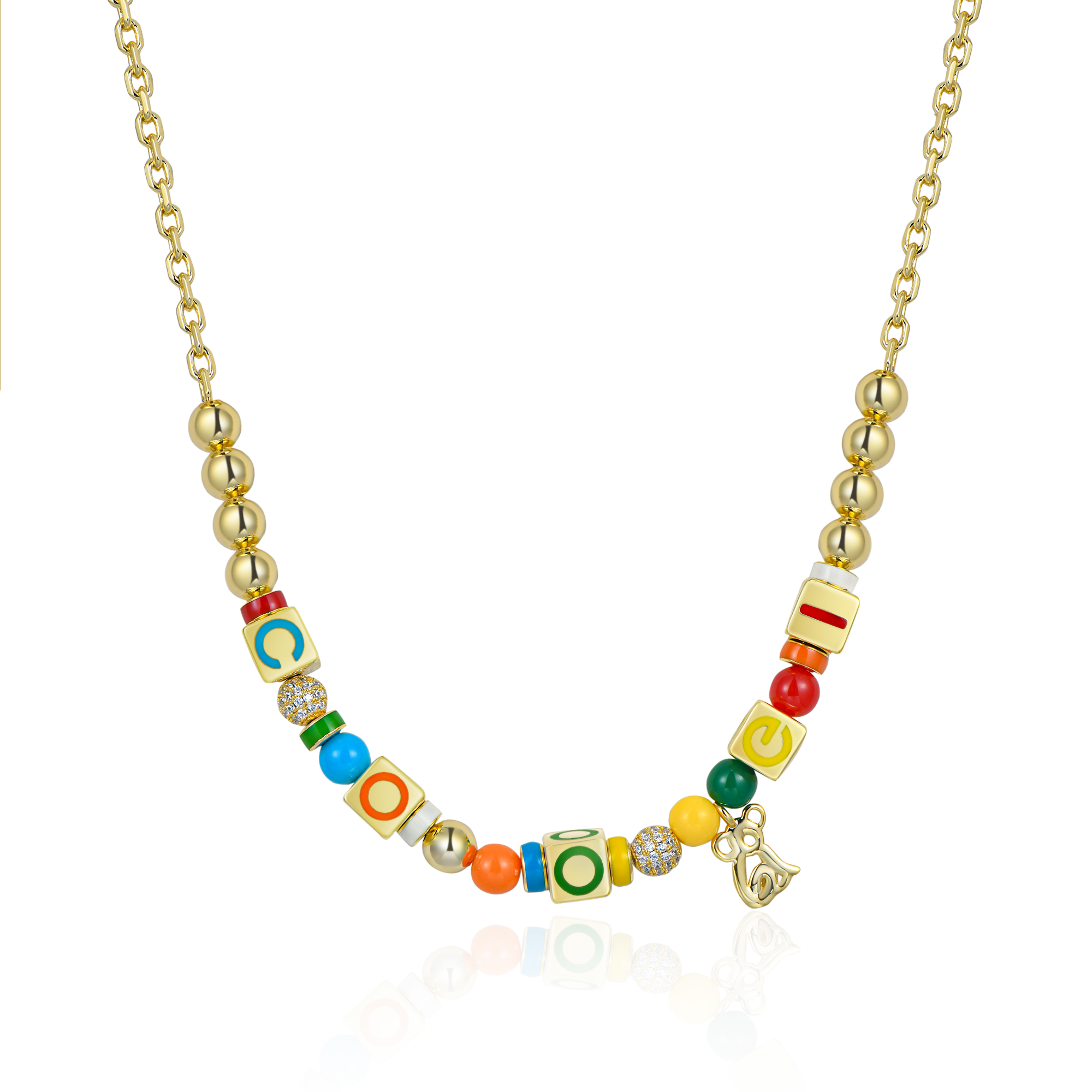 APORRO X COOGI Dice and Beads Enamel Adjustable Necklace