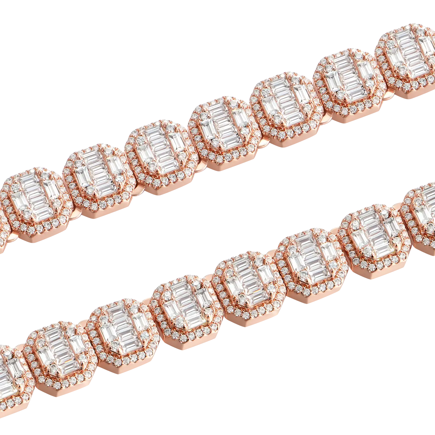 Women's Baguette Clustered Tennis Chain - 8mm
