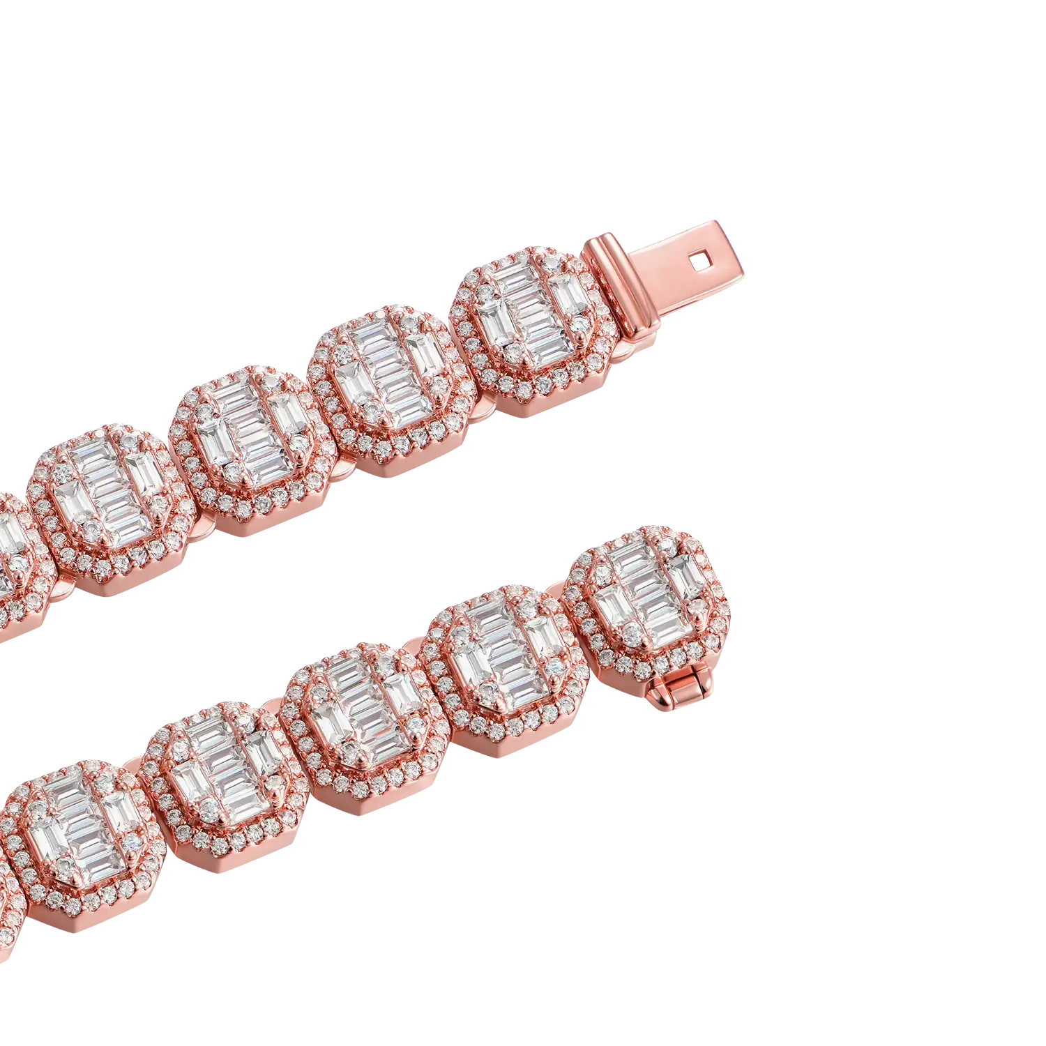 Baguette Clustered Tennis Chain - 8mm