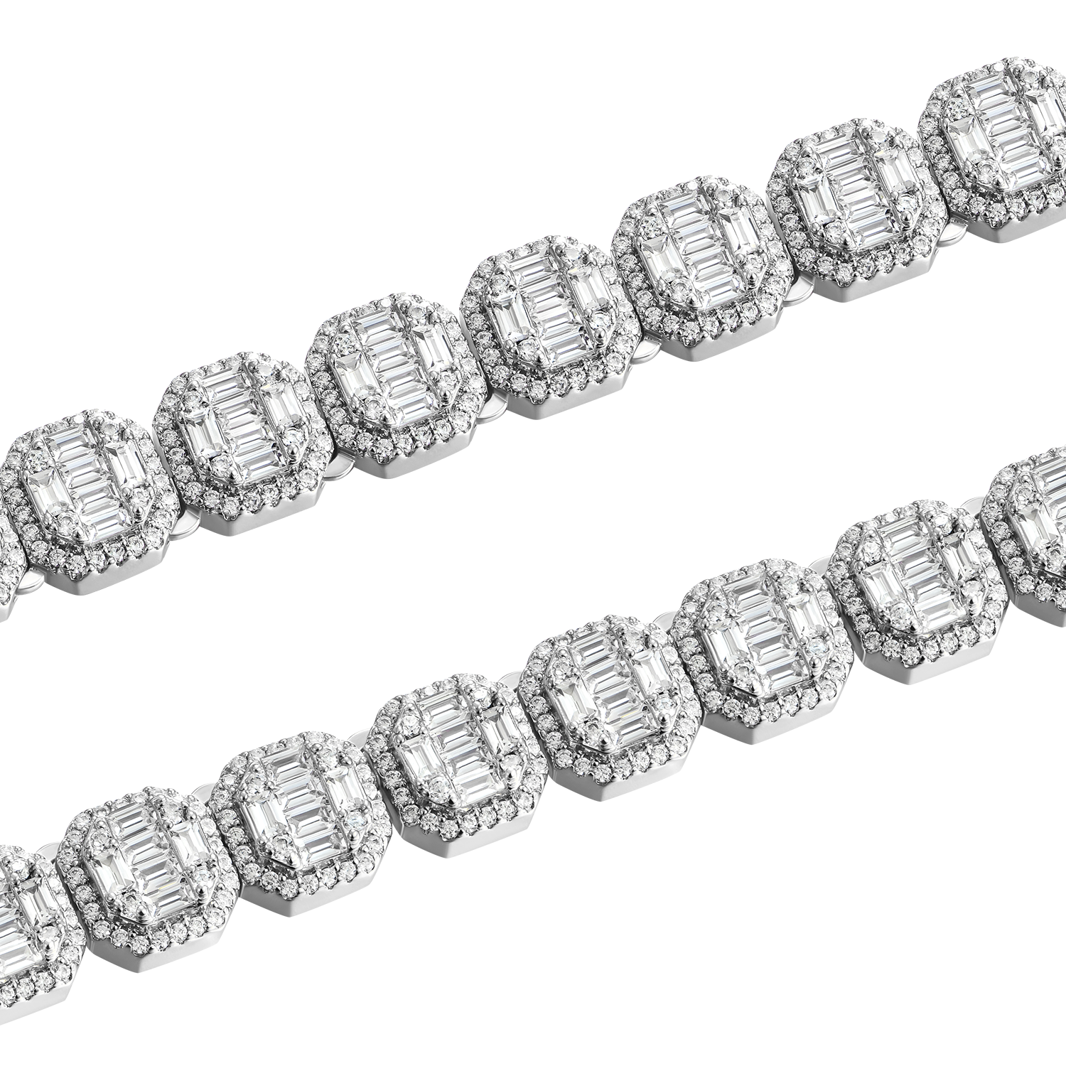Women's Baguette Clustered Tennis Chain - 8mm