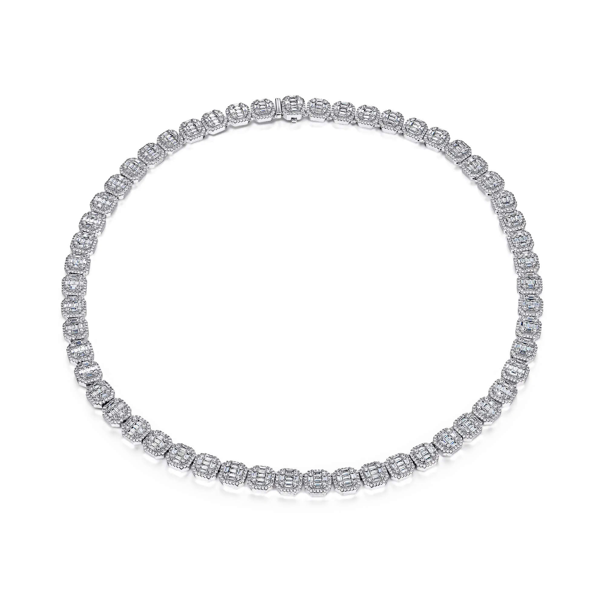 Women's Baguette Clustered Tennis Chain - 8mm