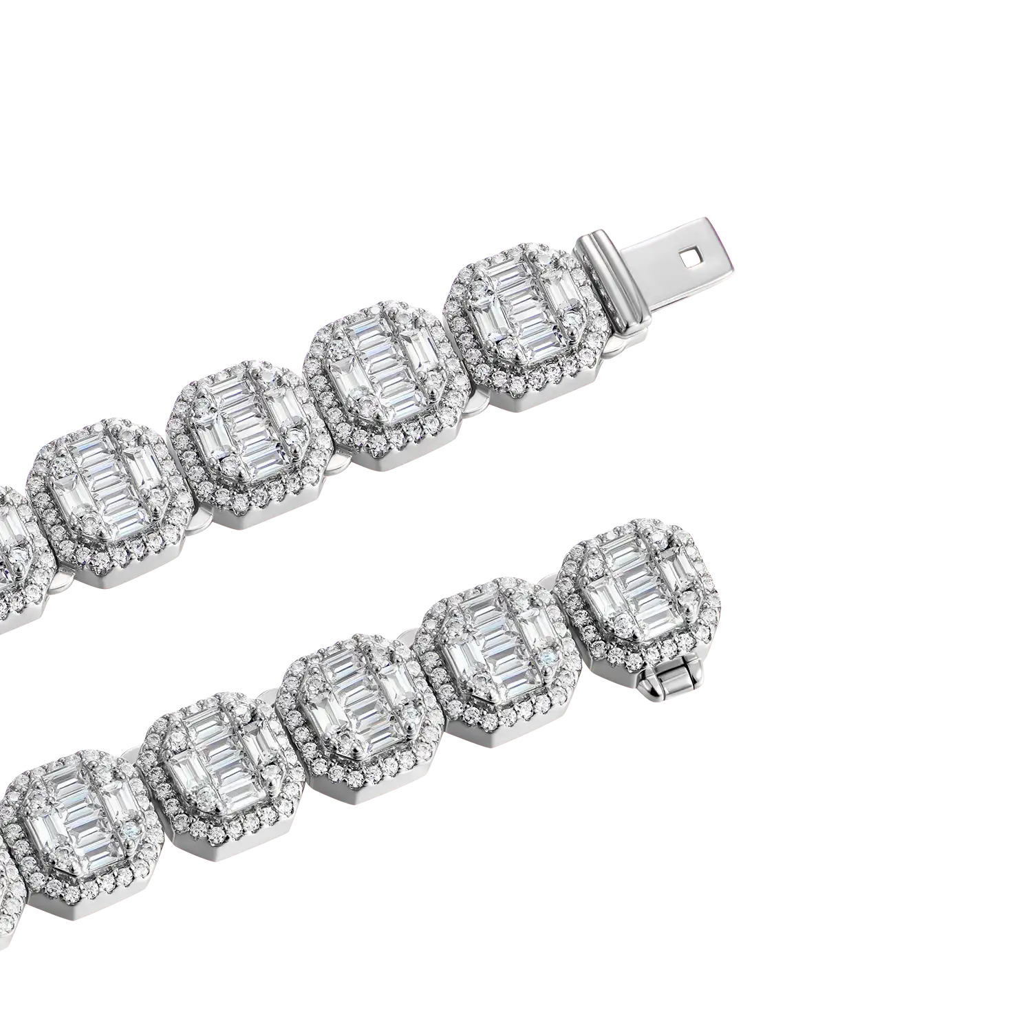 Women's Baguette Clustered Tennis Chain - 8mm